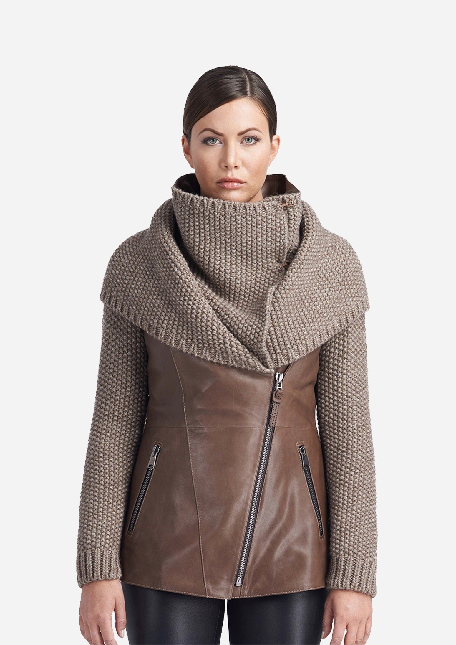 Veste en cuir ivoire