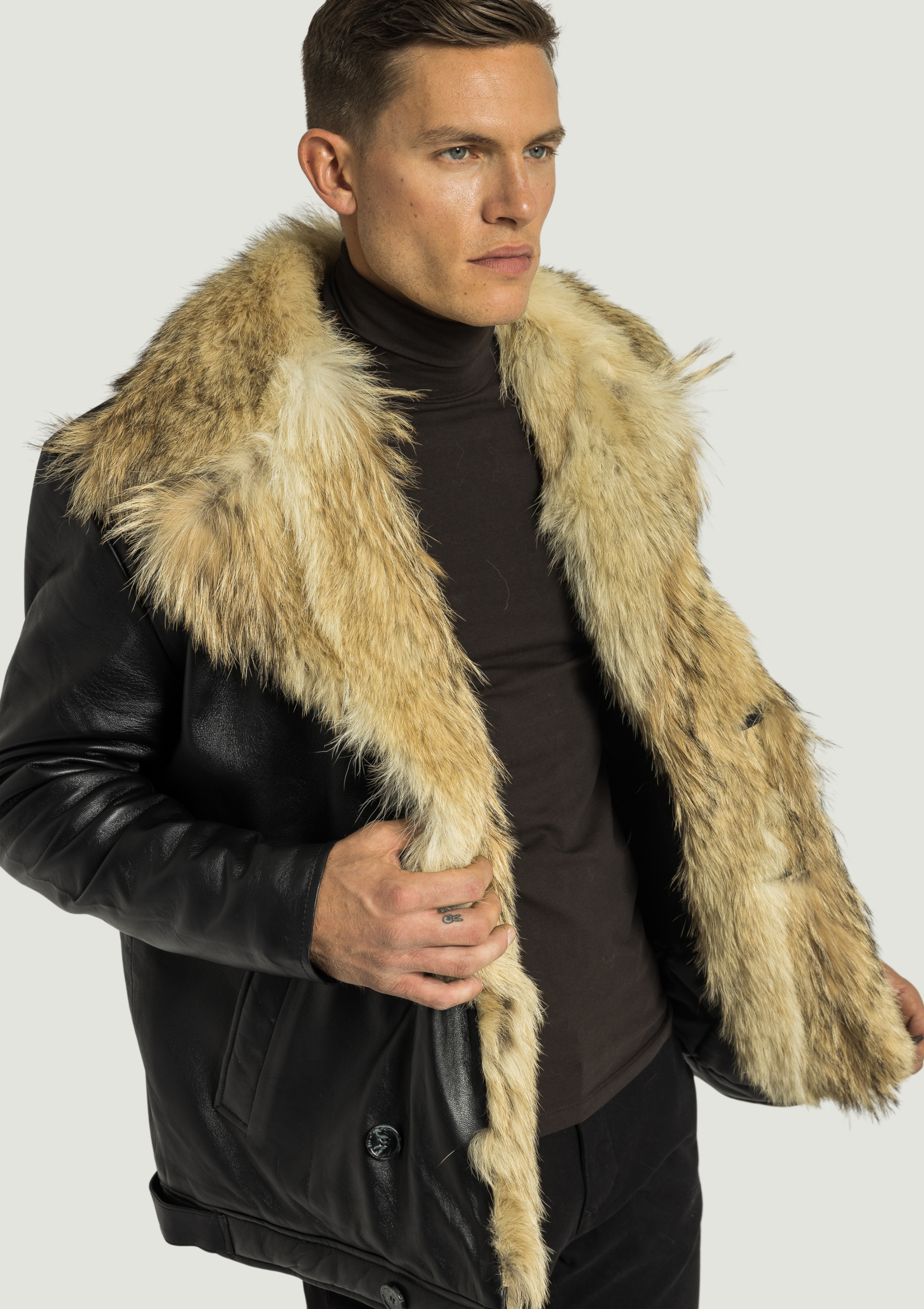 Marvin Leather Jacket with Natural Fur