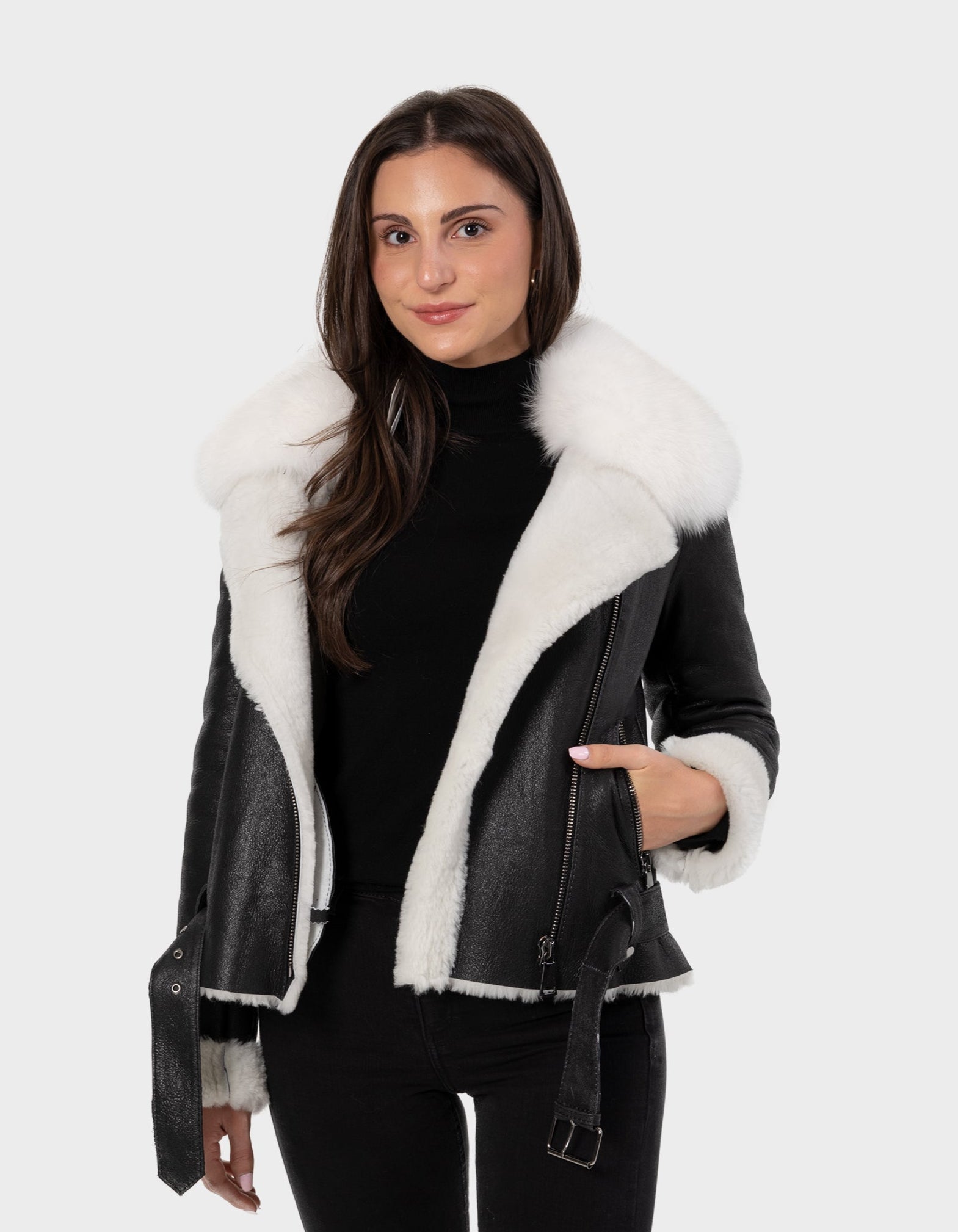 Veste en peau lainée LEYA