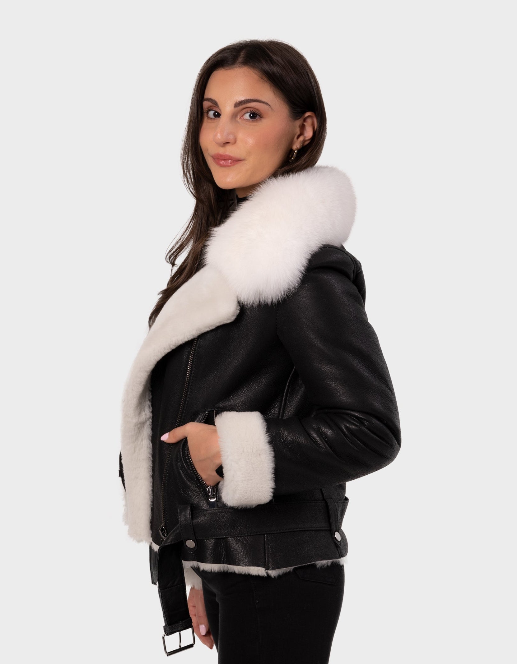 Veste en peau lainée LEYA