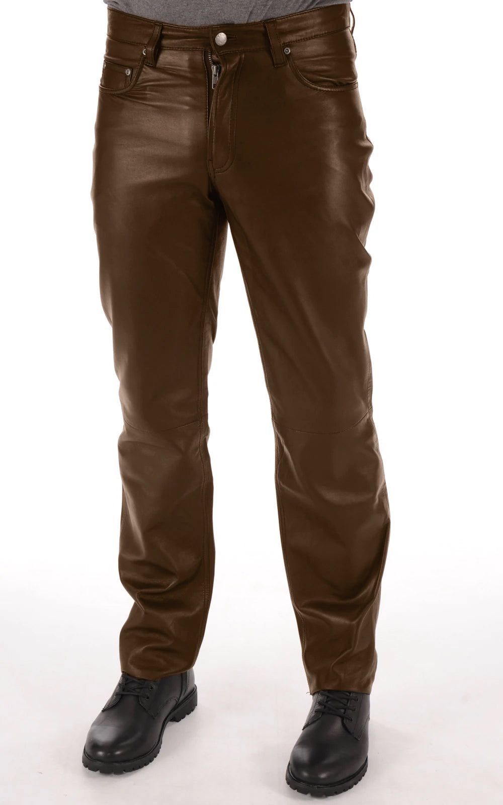 Jad Mens Leather Pants | Brown