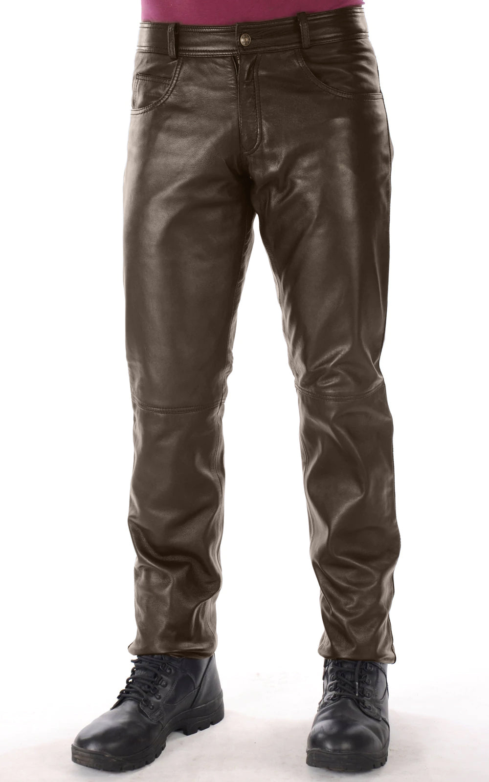 Pantalon en cuir Last Rebels pour homme | Cognac
