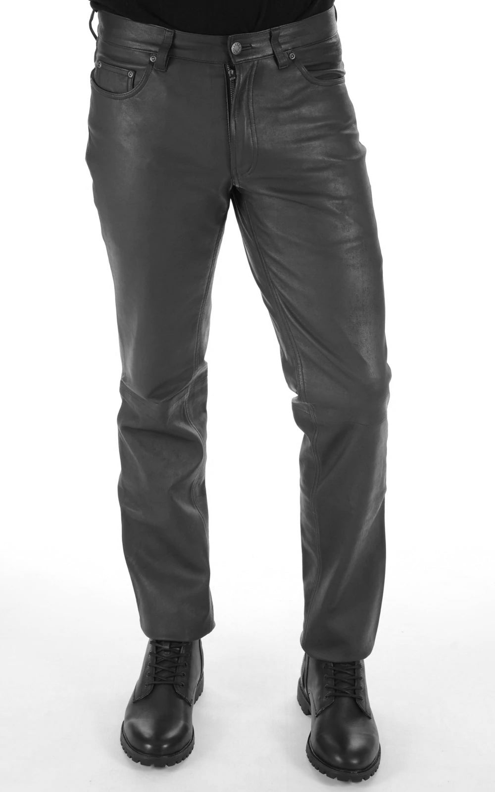Maddox Mens Leather Pants Black