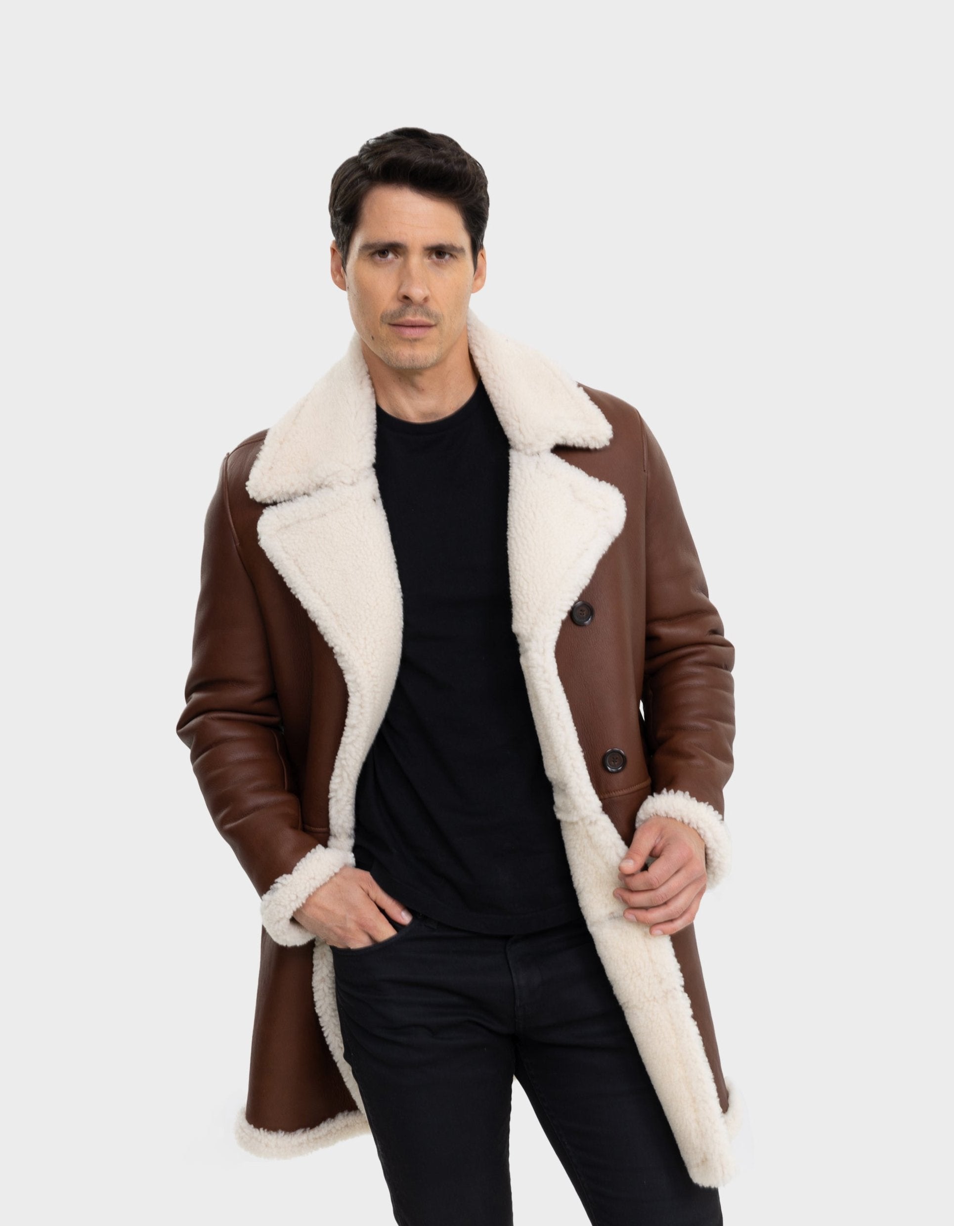 Trench-coat en peau lainée Nick pour homme