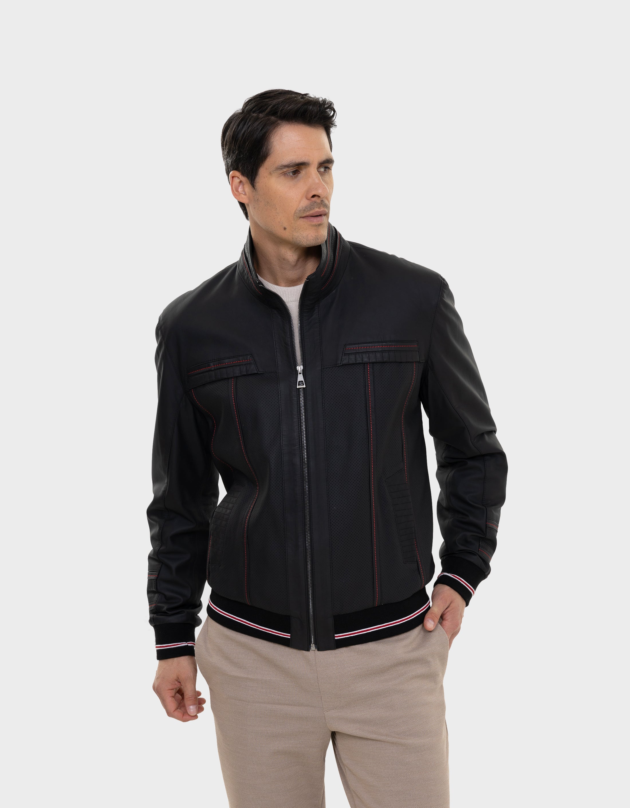 Blouson aviateur en cuir Roberto