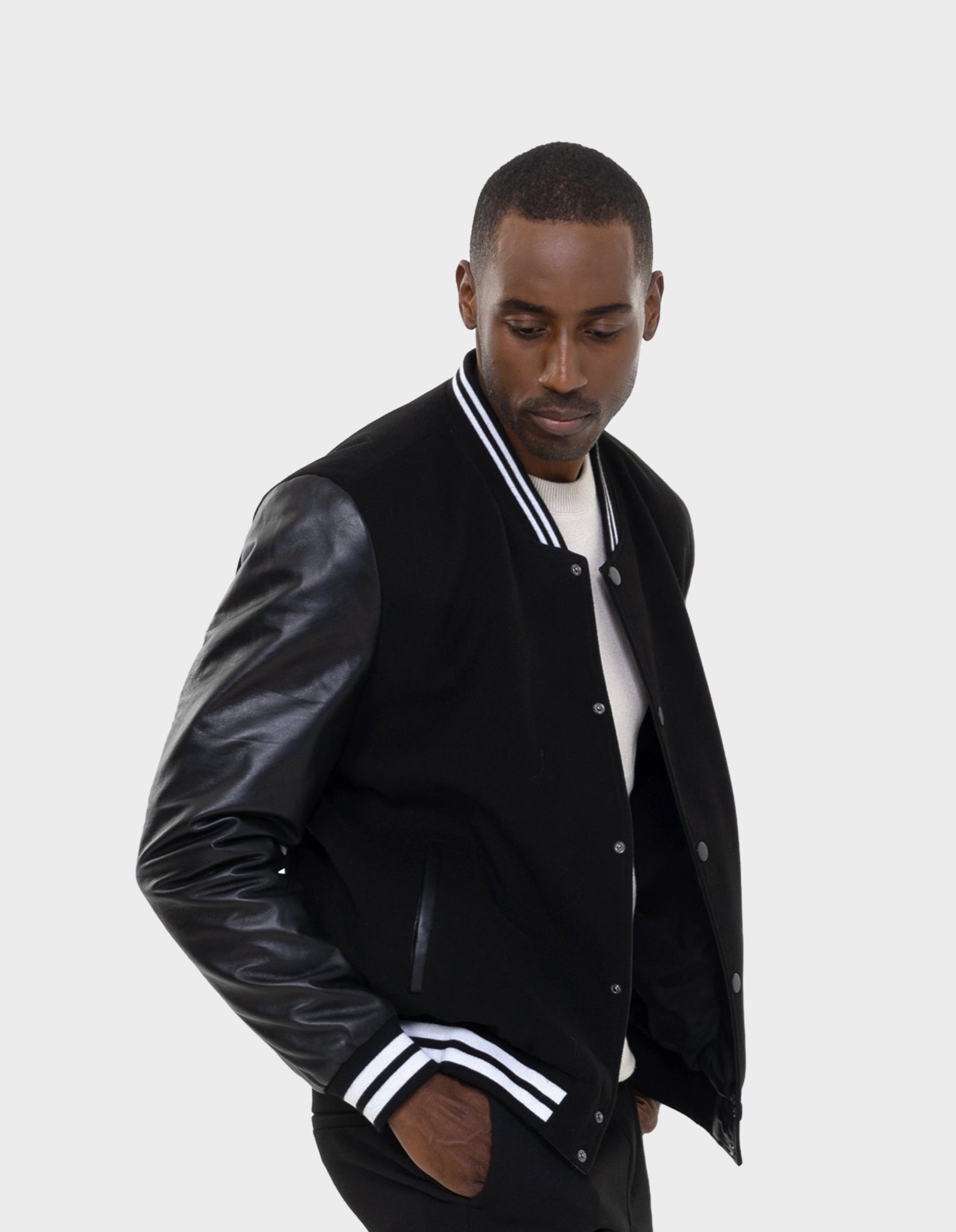 Tommy Bomber Jacket With Leather Sleeves