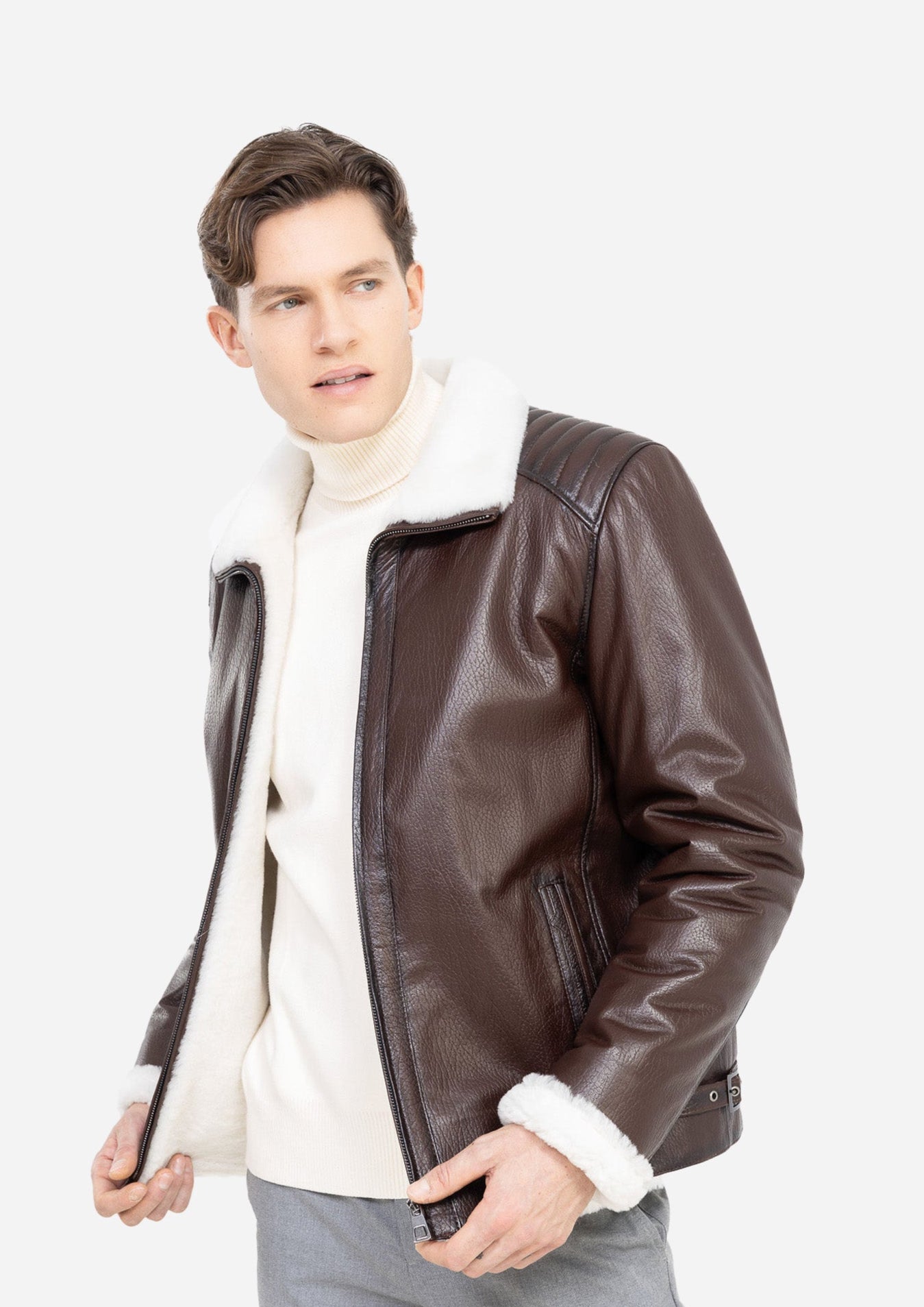 RAFA MEN'S SHEARLING MOTO JACKET