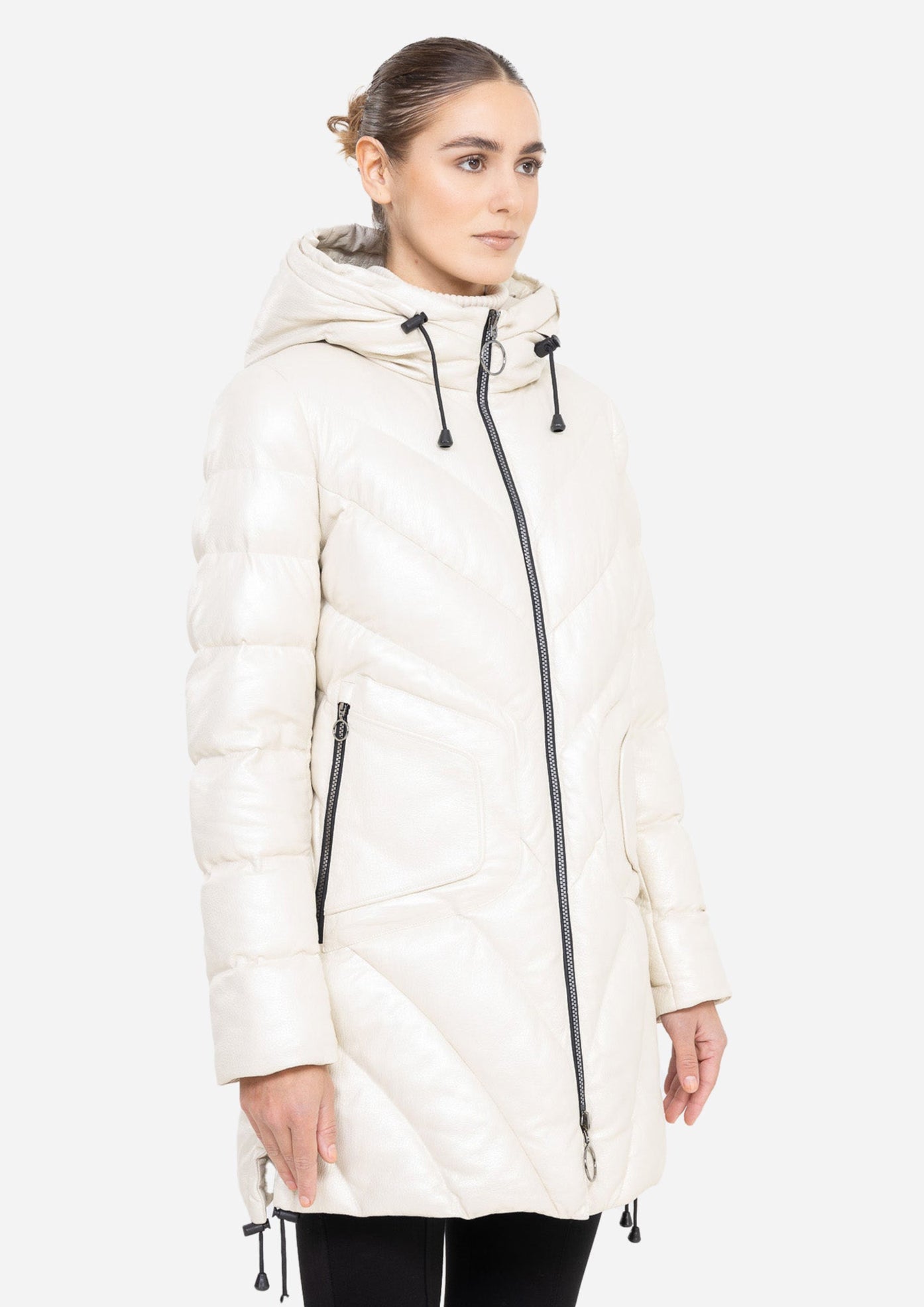 TINA  leather down puffer jacket