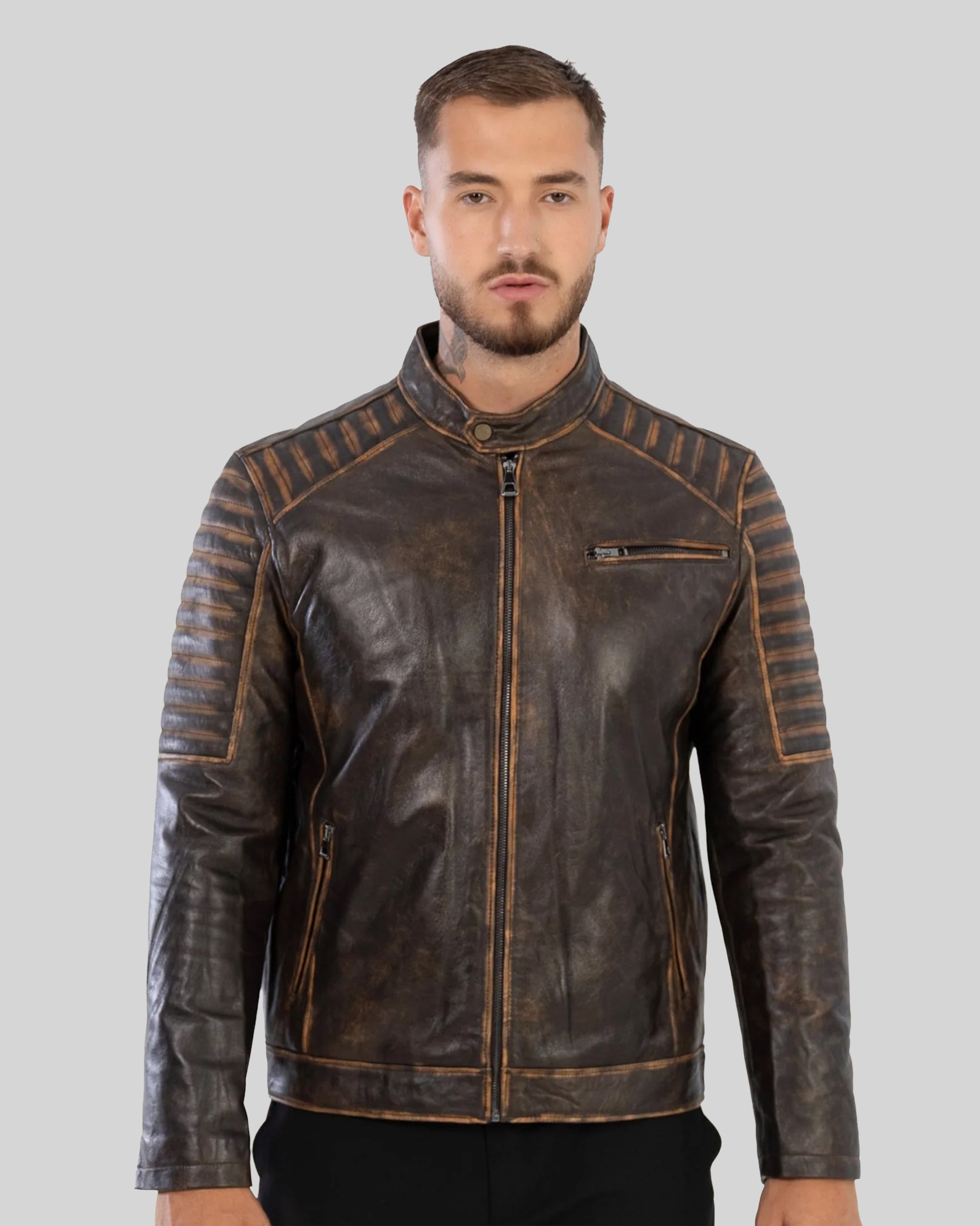 LEO JACKET IN VINTAGE GRAINED LAMBSKIN