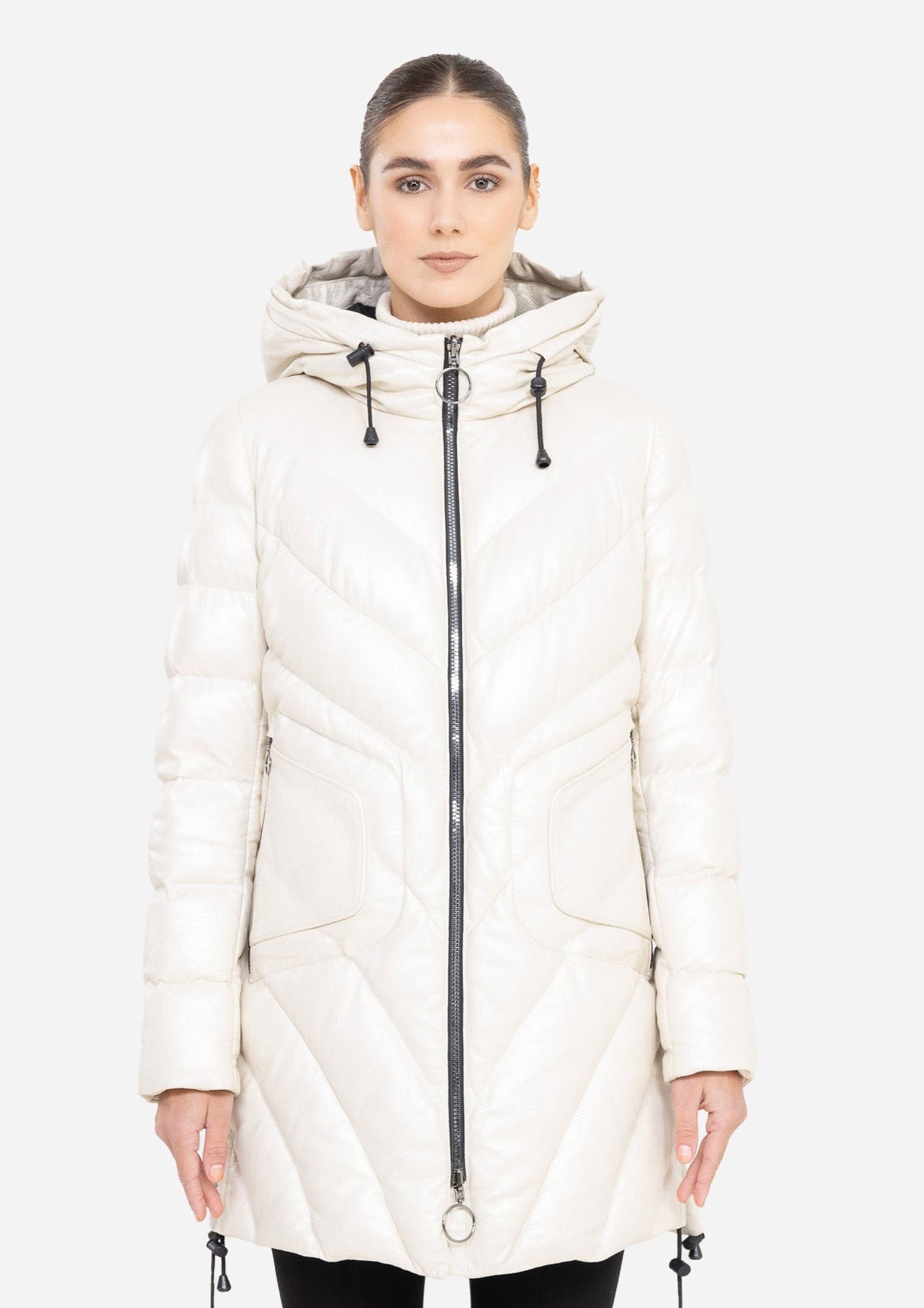 TINA  LEATHER FITTED DOWN PUFFER IN LAMBSKIN