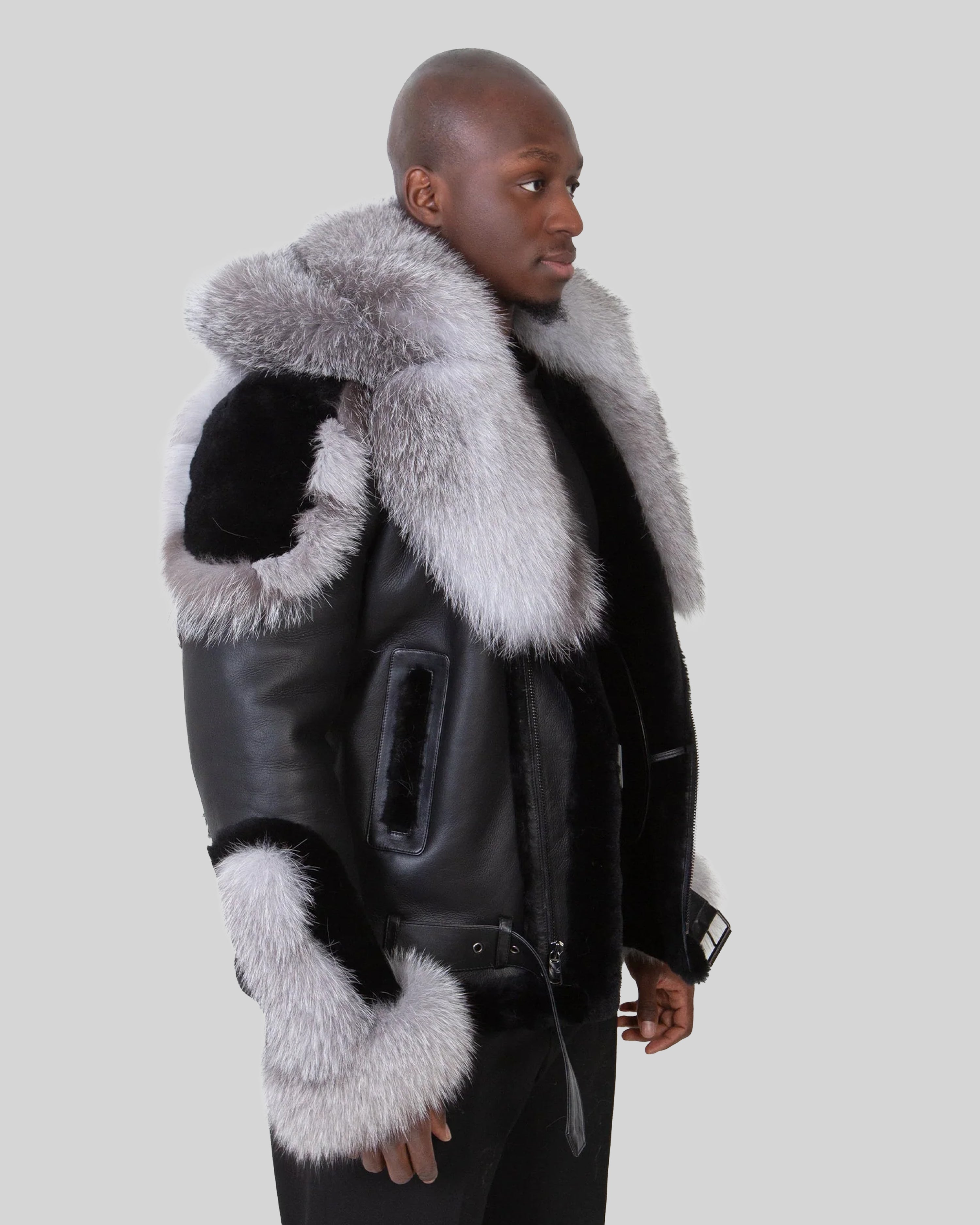 Clyde Shearling – Silver Fox Fur Coat