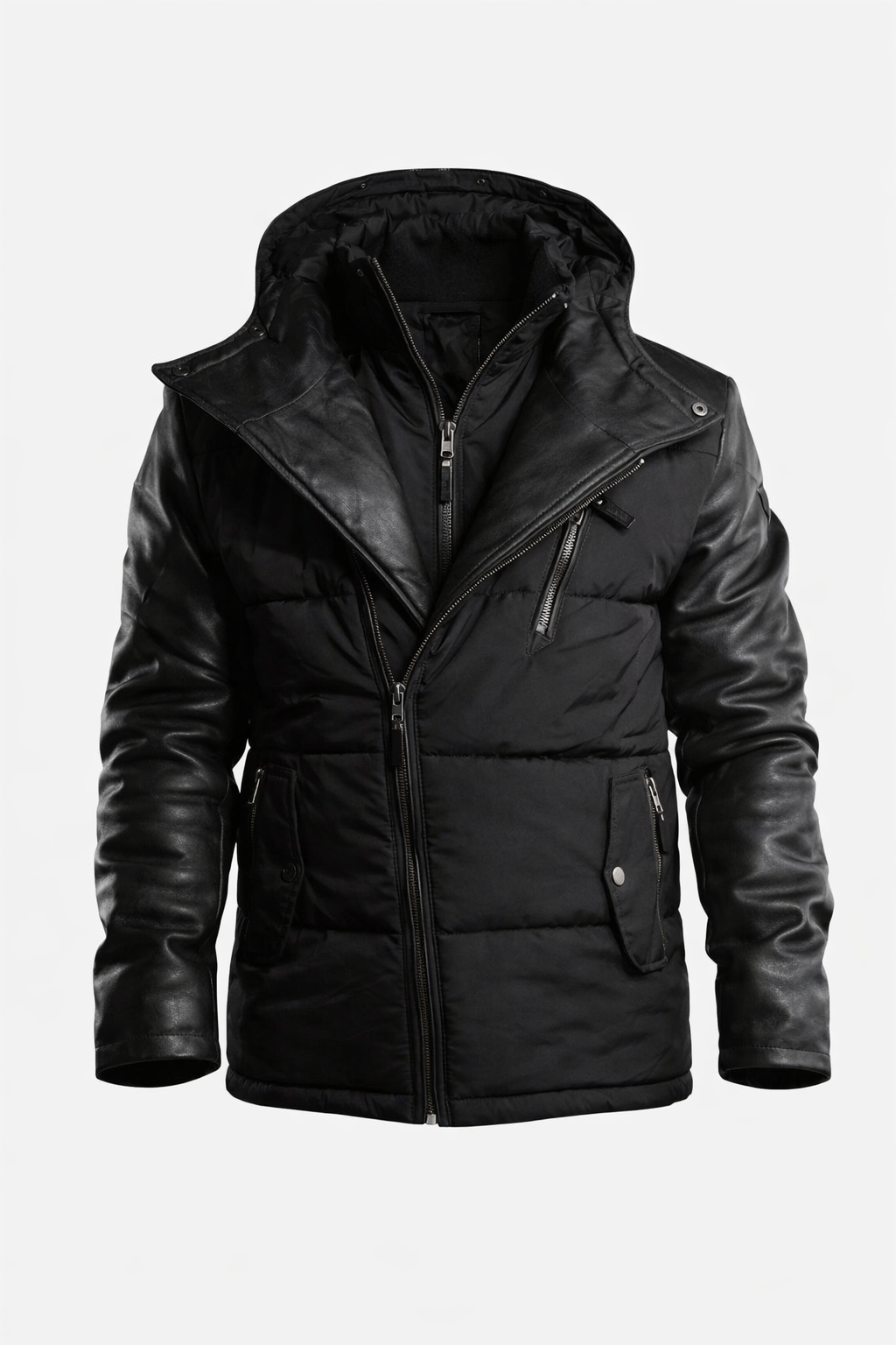 Adamo Leather Sleeves Parka