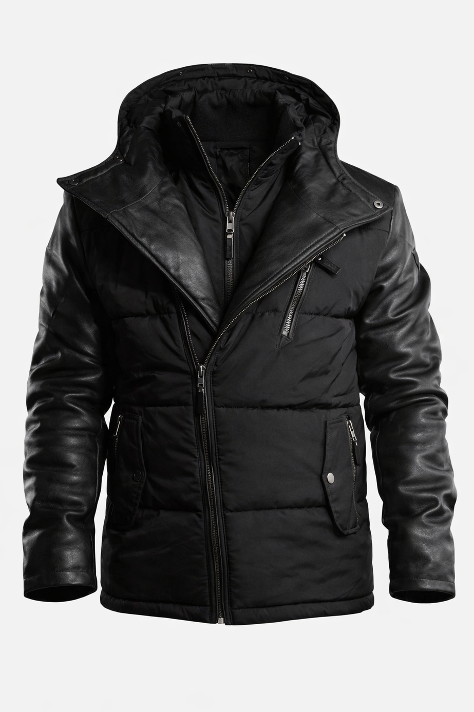 Adamo Leather Sleeves Parka