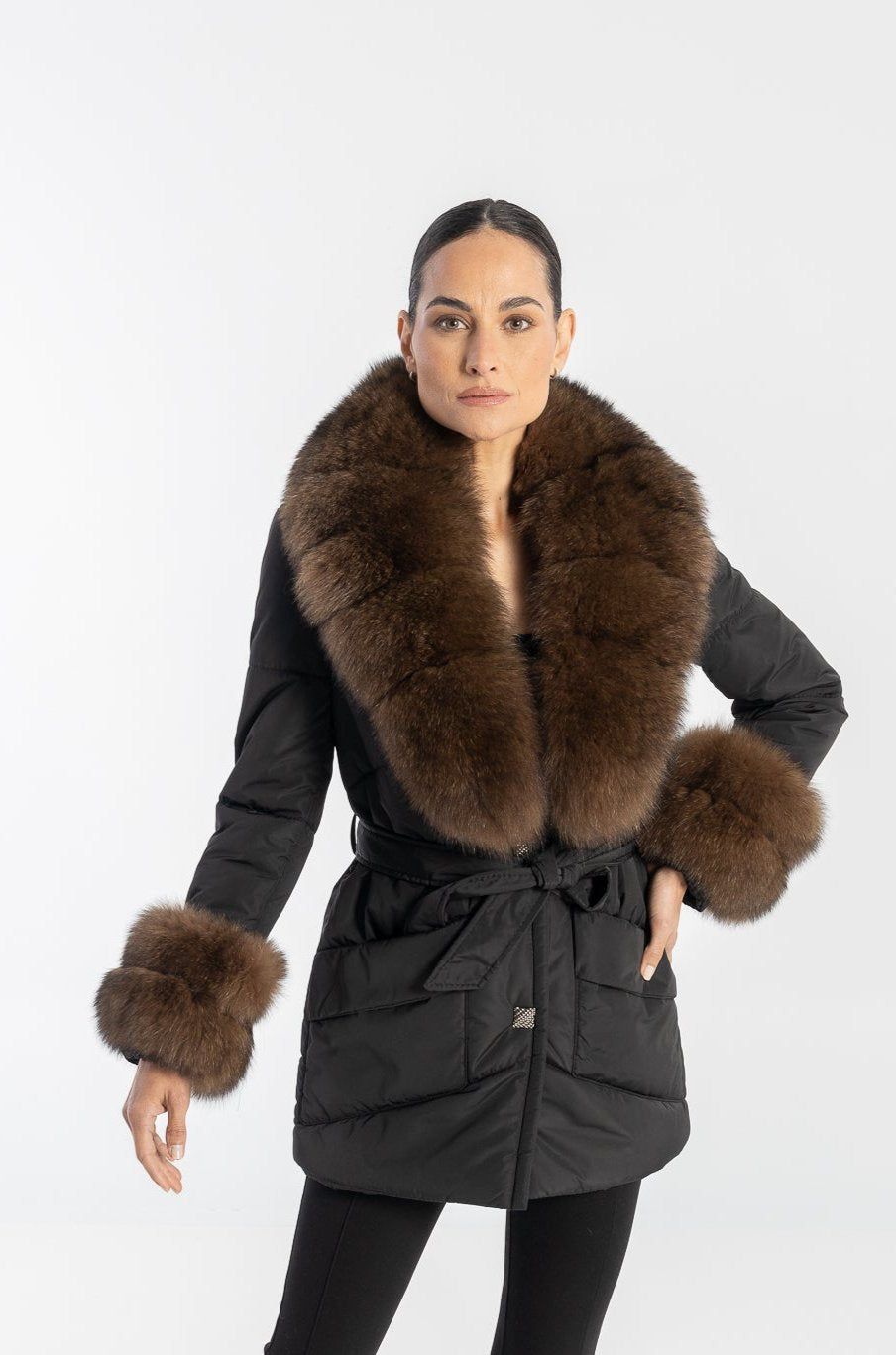 Paris Jacket trimmed with luxurious genuine fox fur,