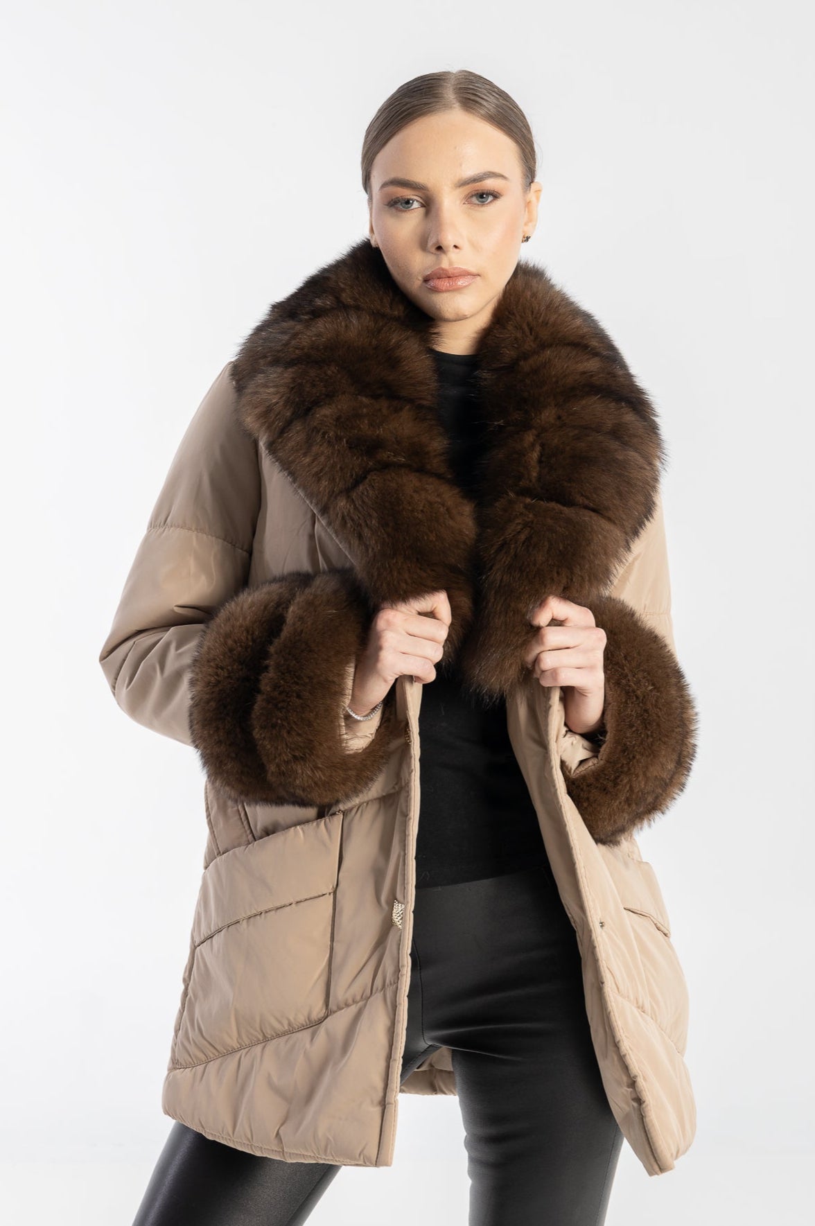 Paris Fox Fur Jacket trimmed with luxurious genuine fox fur