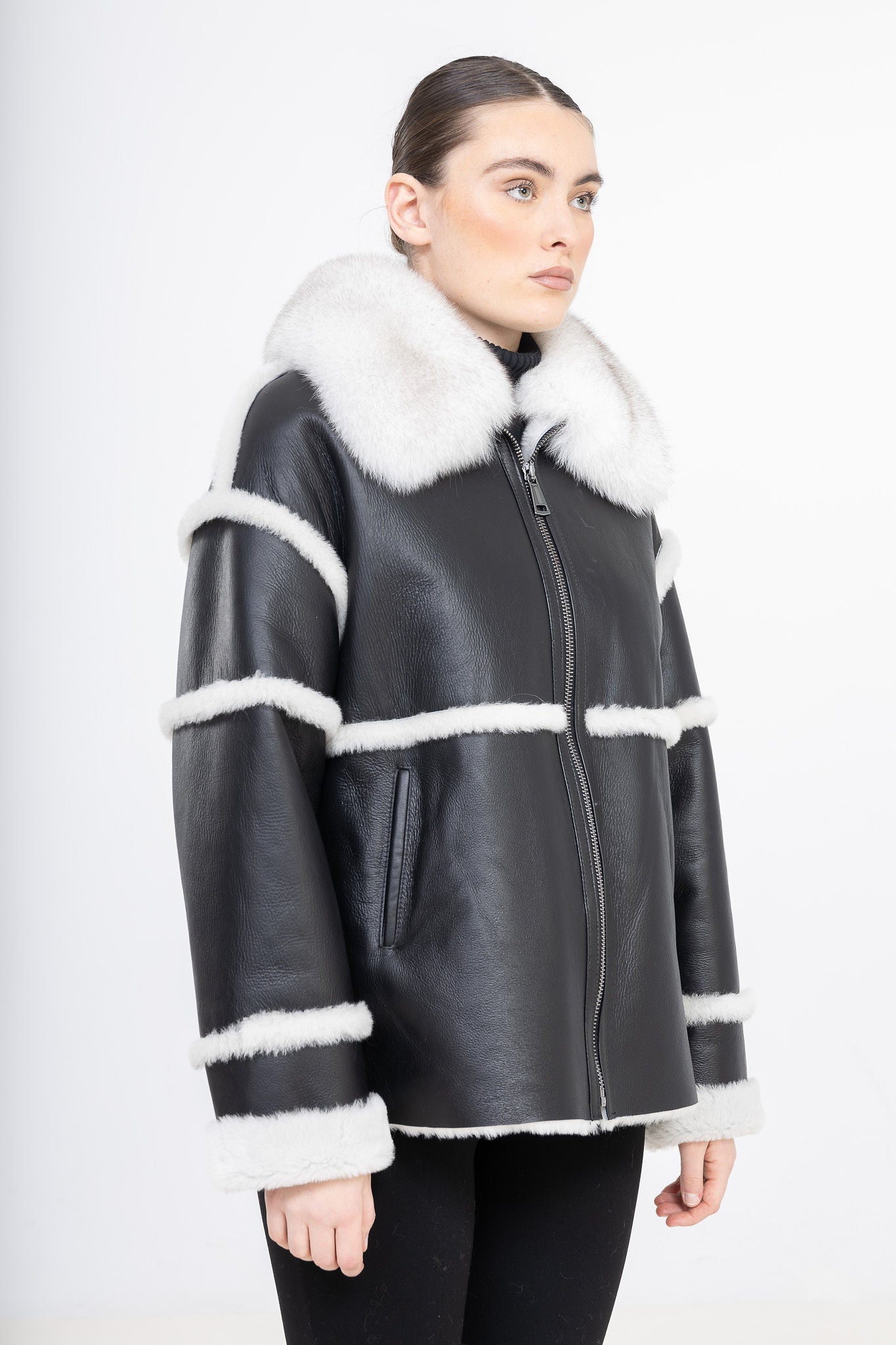 Eliana Leather Shearling White Fur
