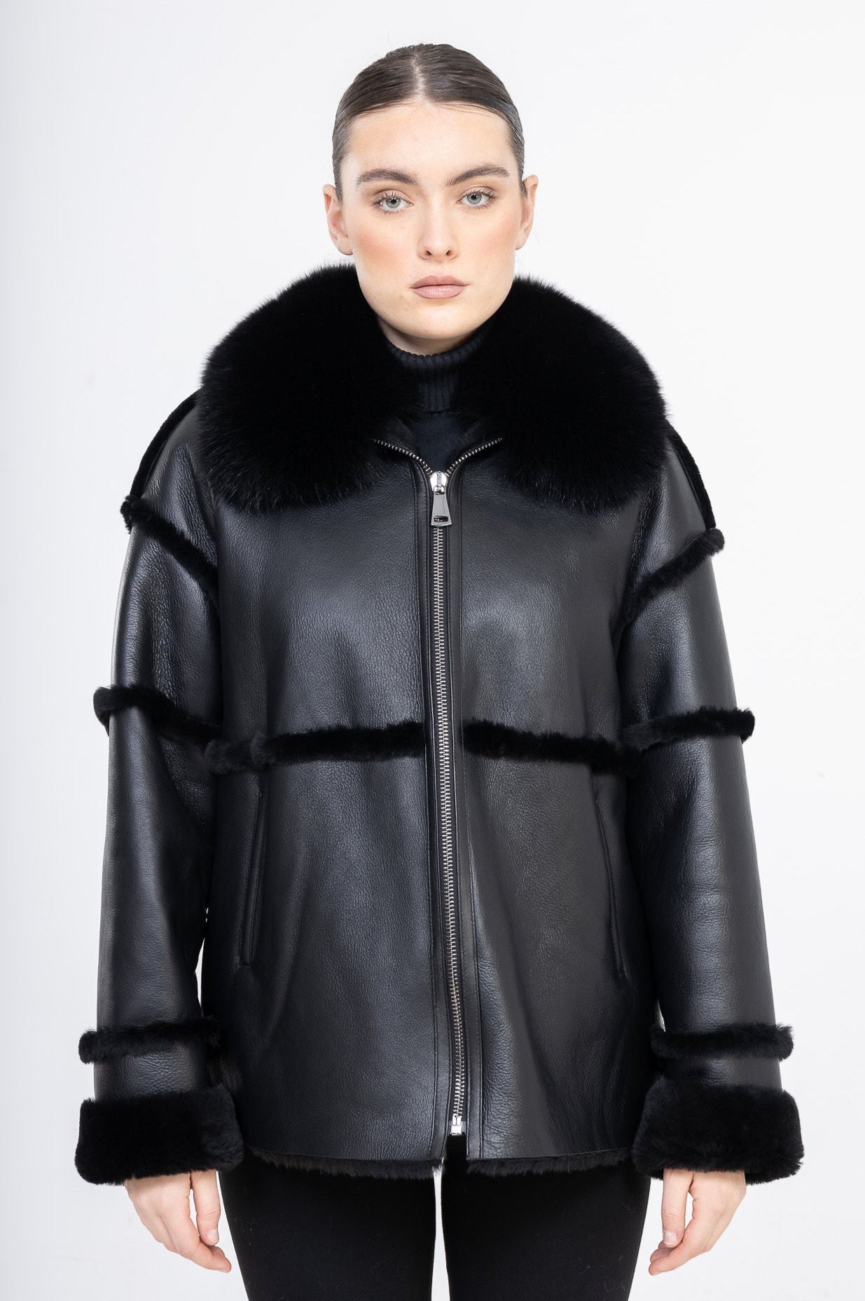 Eliana Black  shearling jacket
