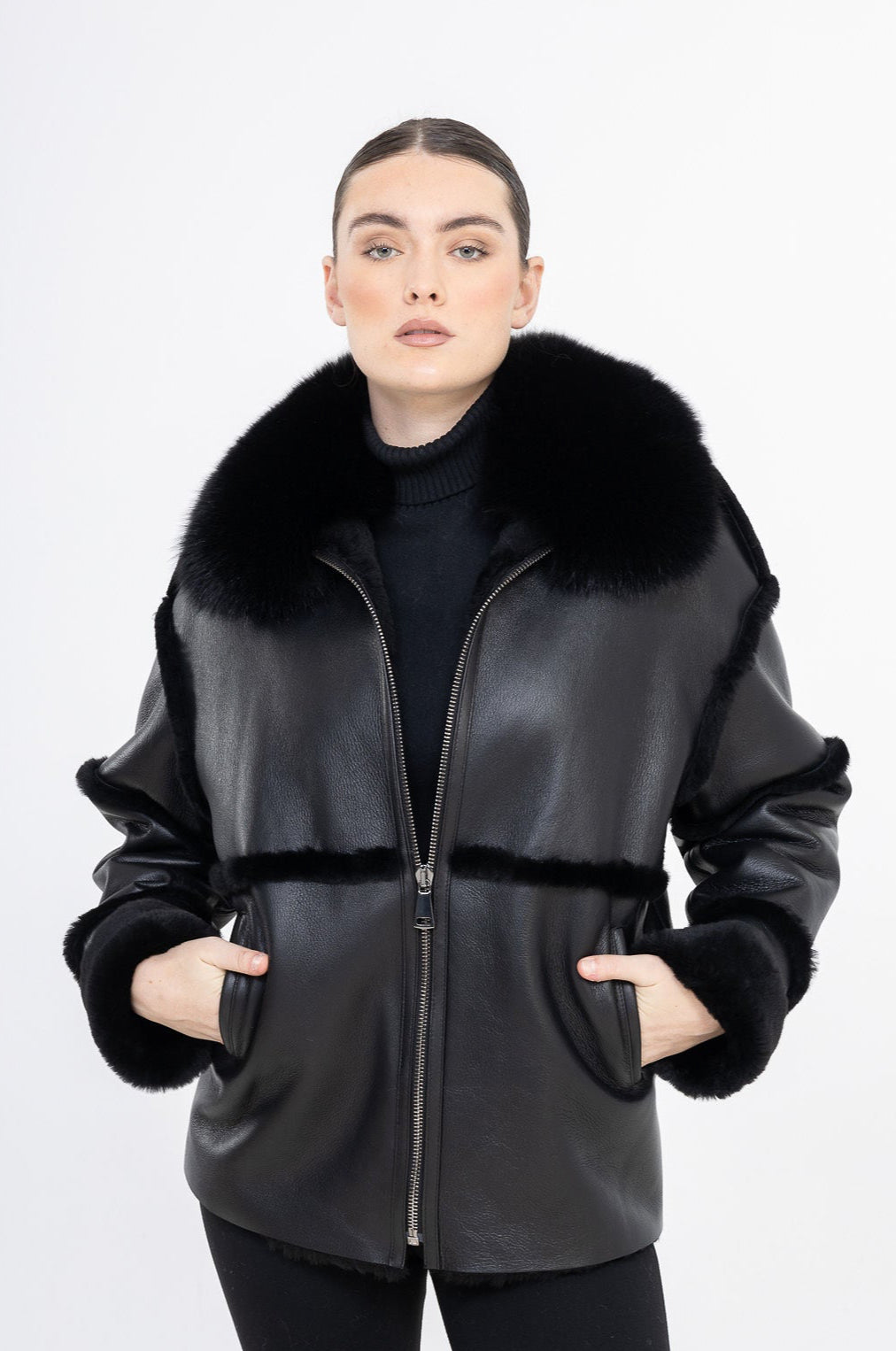 Eliana Black  shearling jacket