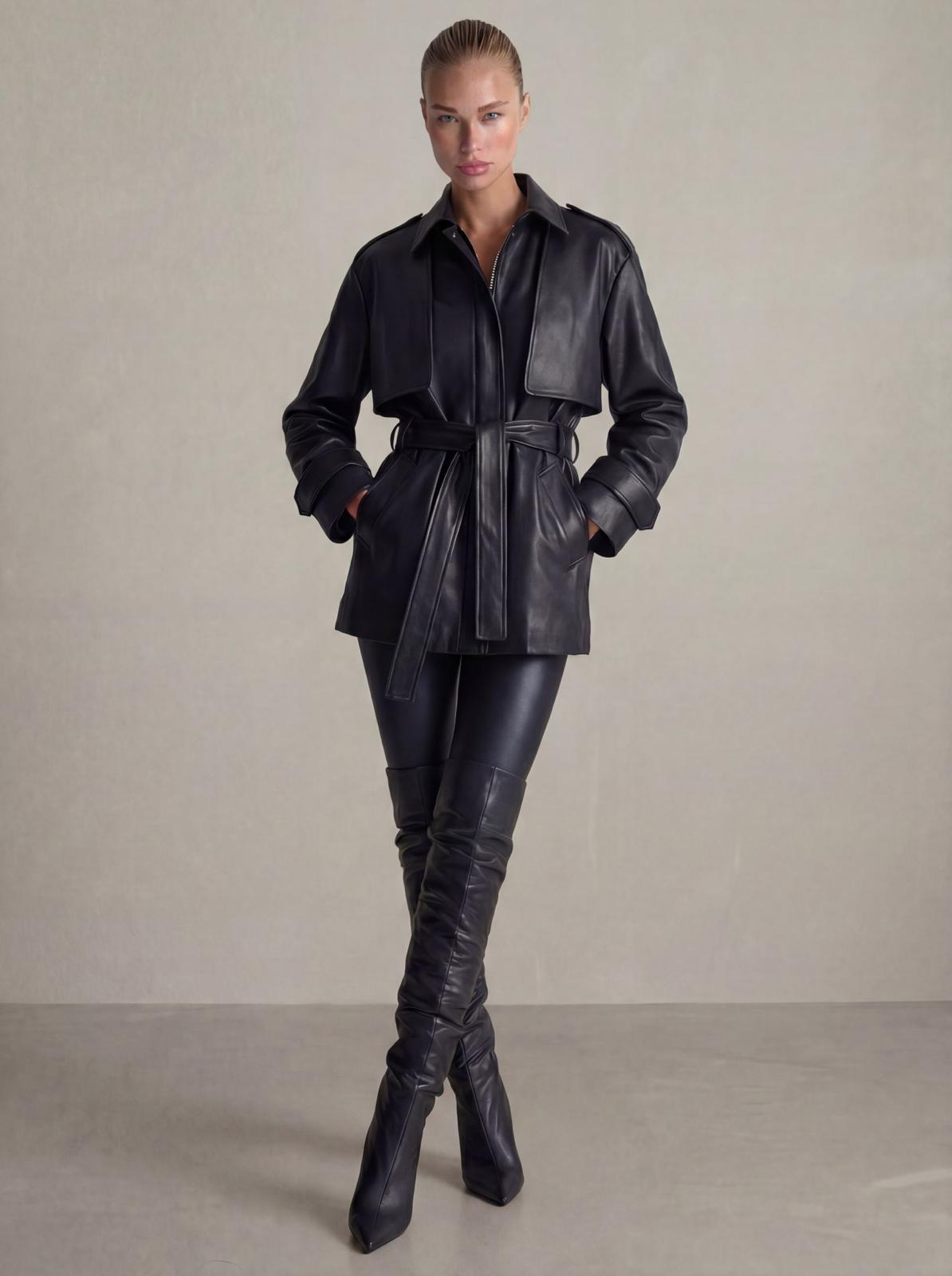 Monaco Leather Trench Coat