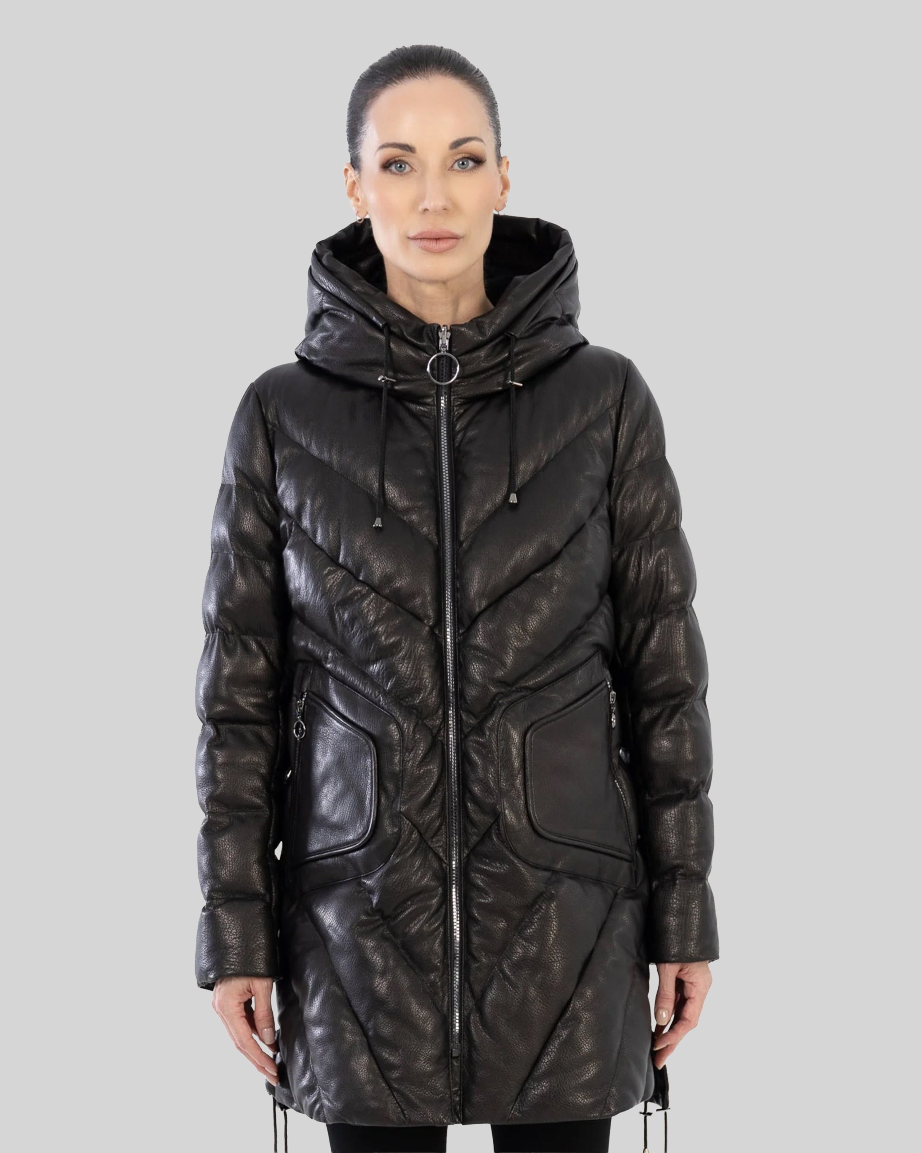 TINA  leather down puffer jacket