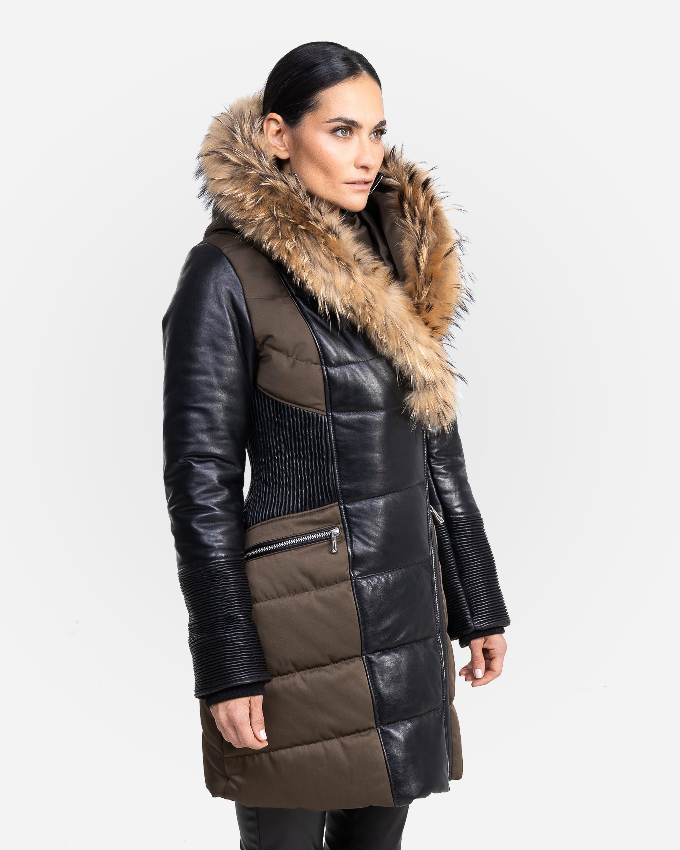Kylie Leather Sleeves Parka