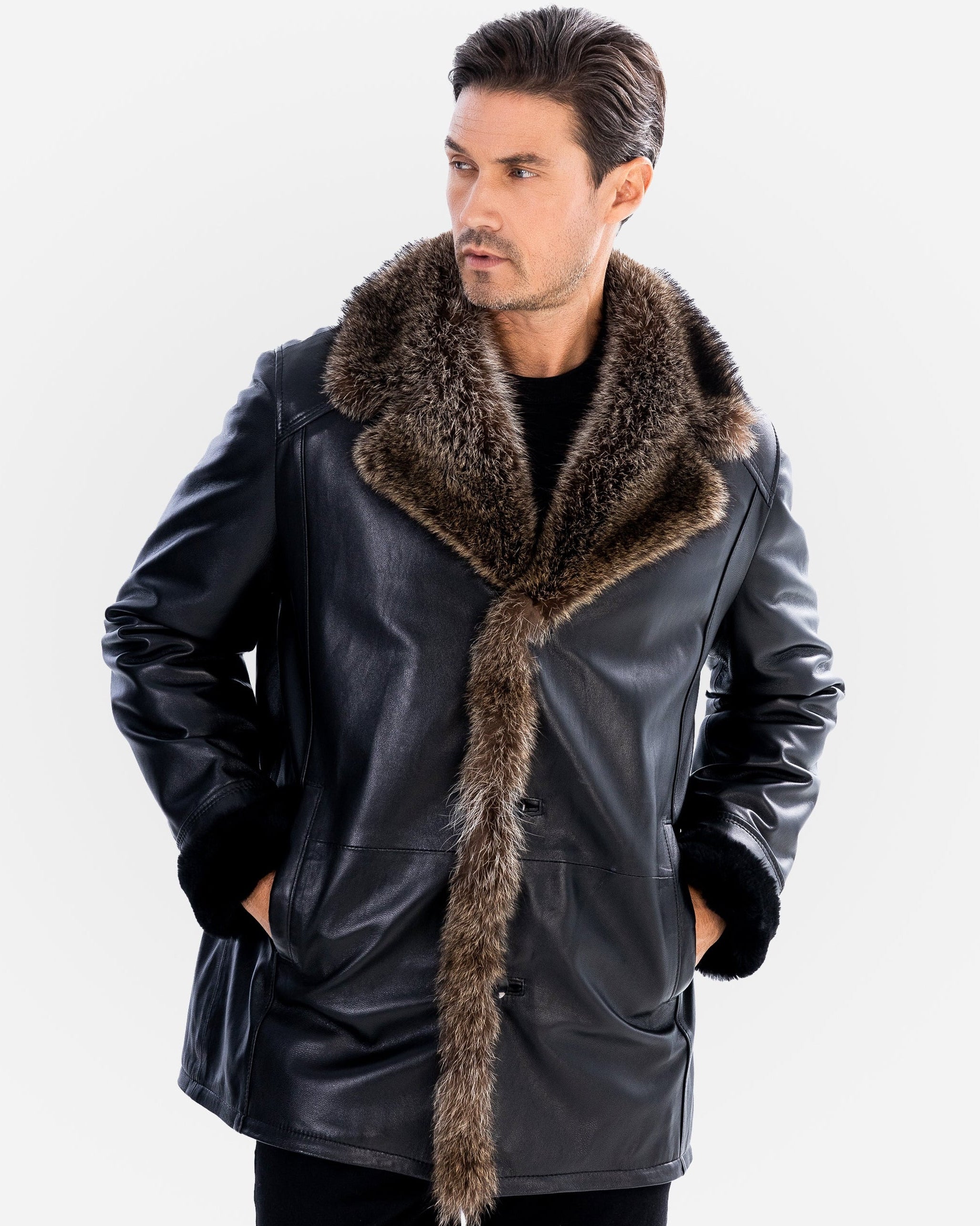 VESTE EN PEAU DE PEAU DE VEAU POUR HOMMES BRAD 