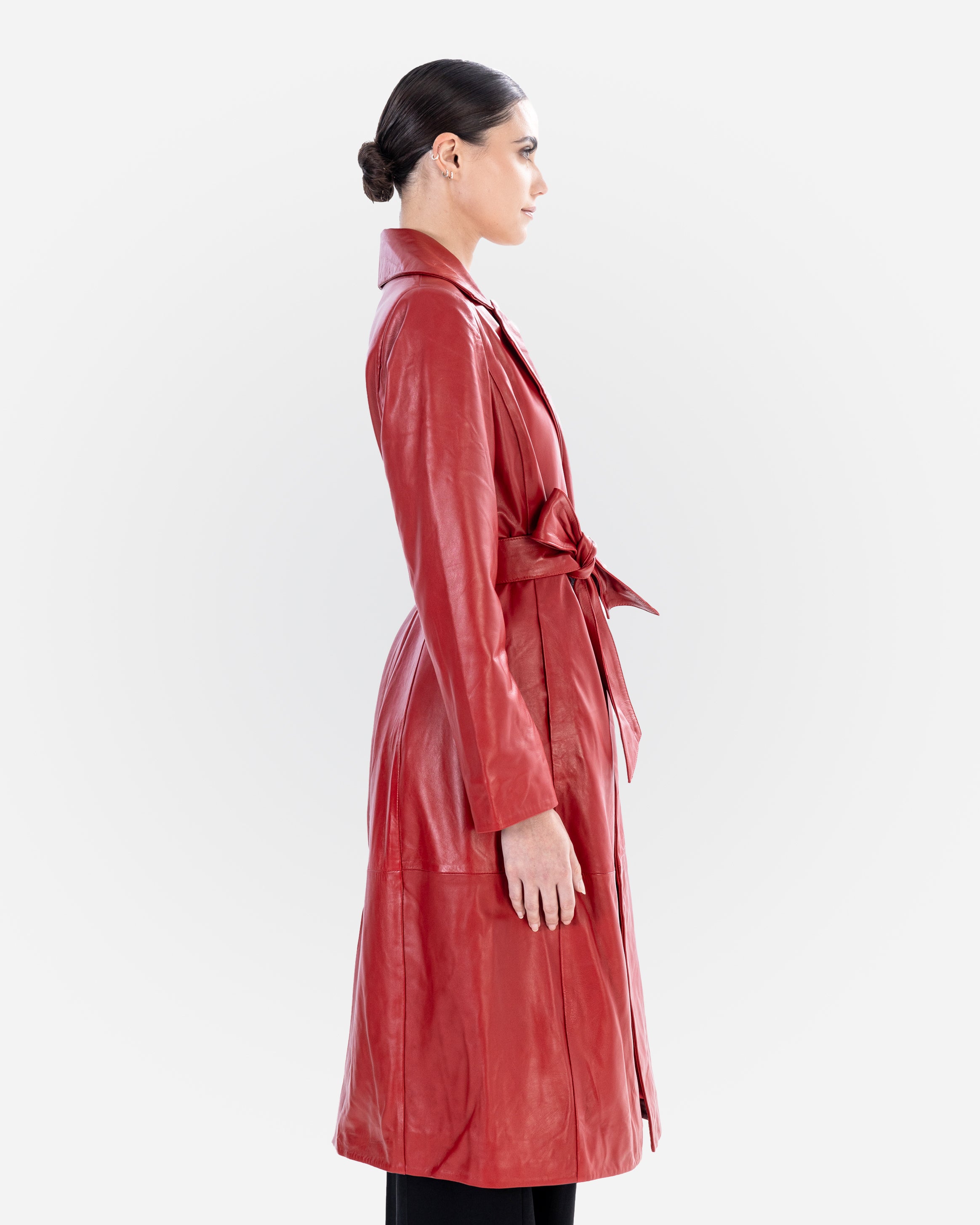 Sarah Leather Trench Coat