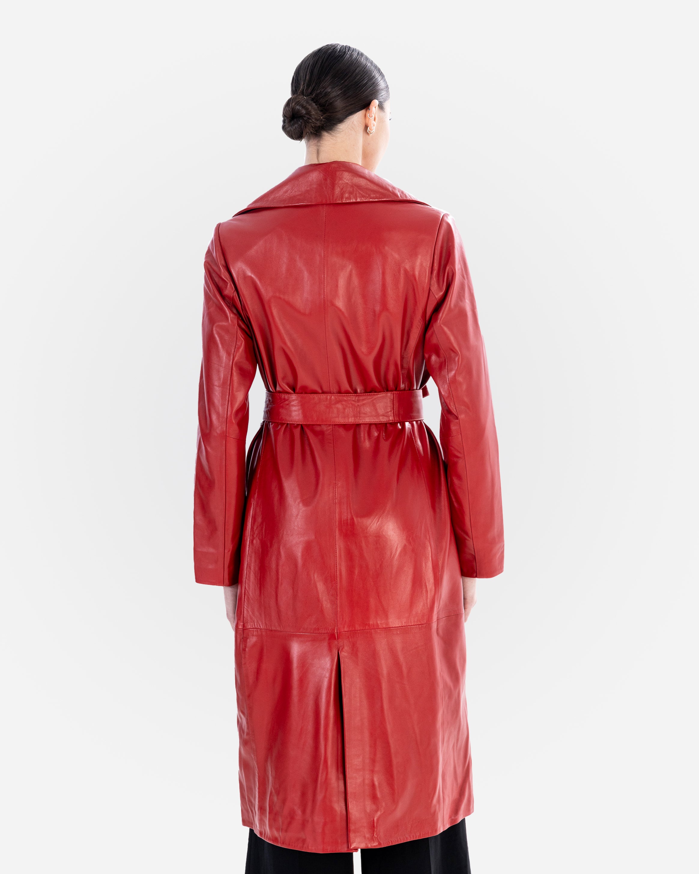Sarah Leather Trench Coat