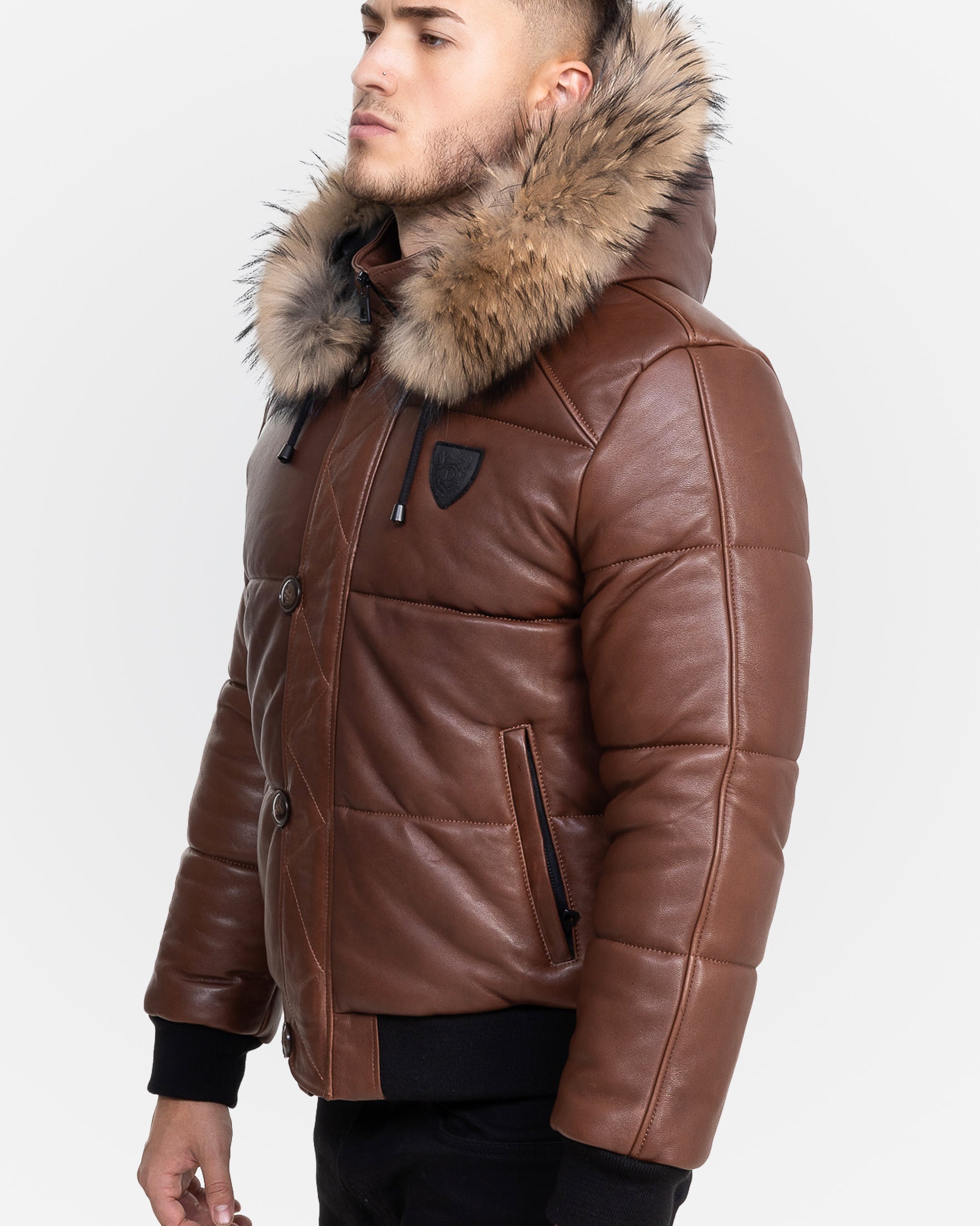 Arctic Winter Leather Coat With Natural Fur