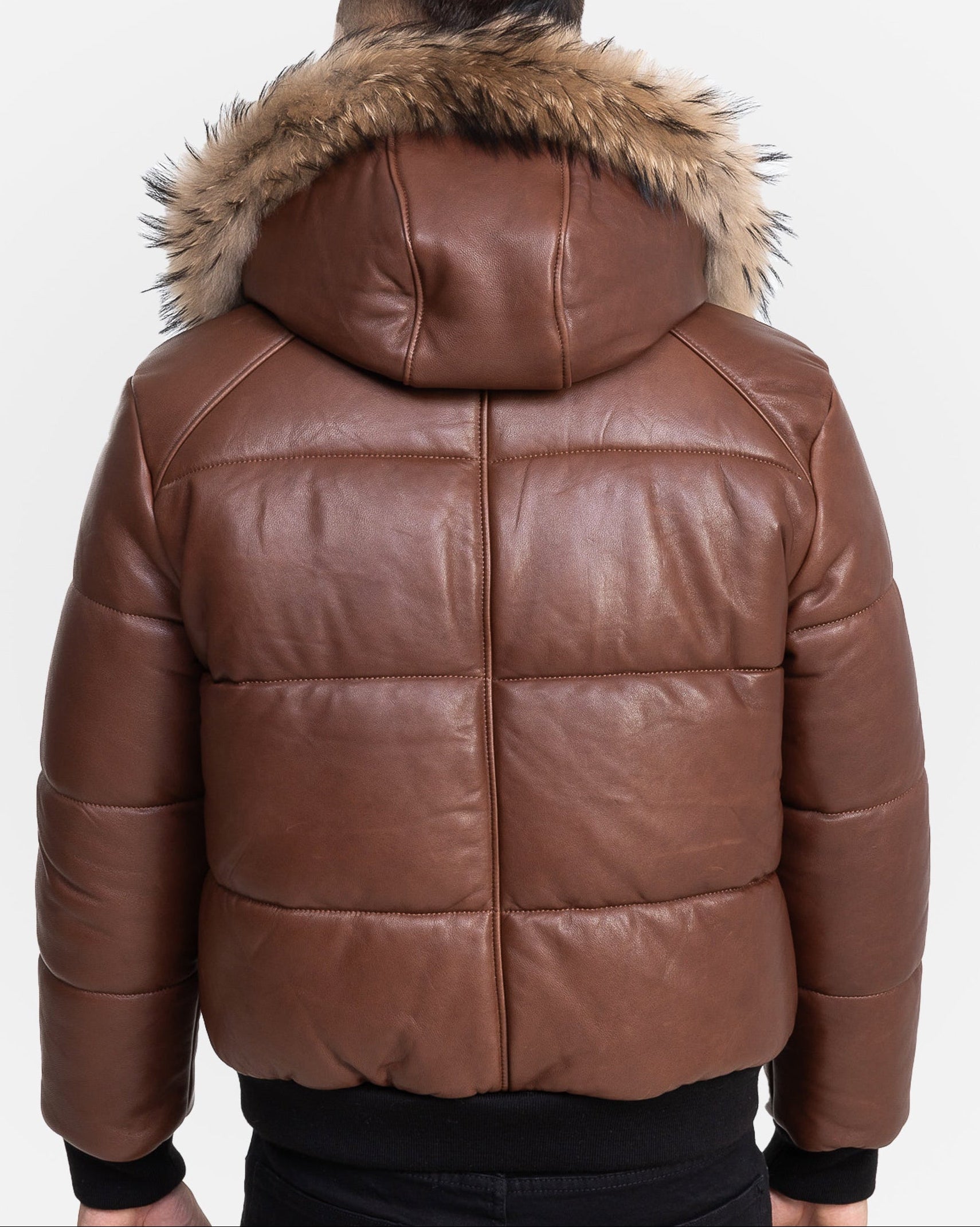 Arctic Men’s Winter Leather Coat With Silver Fox Fur