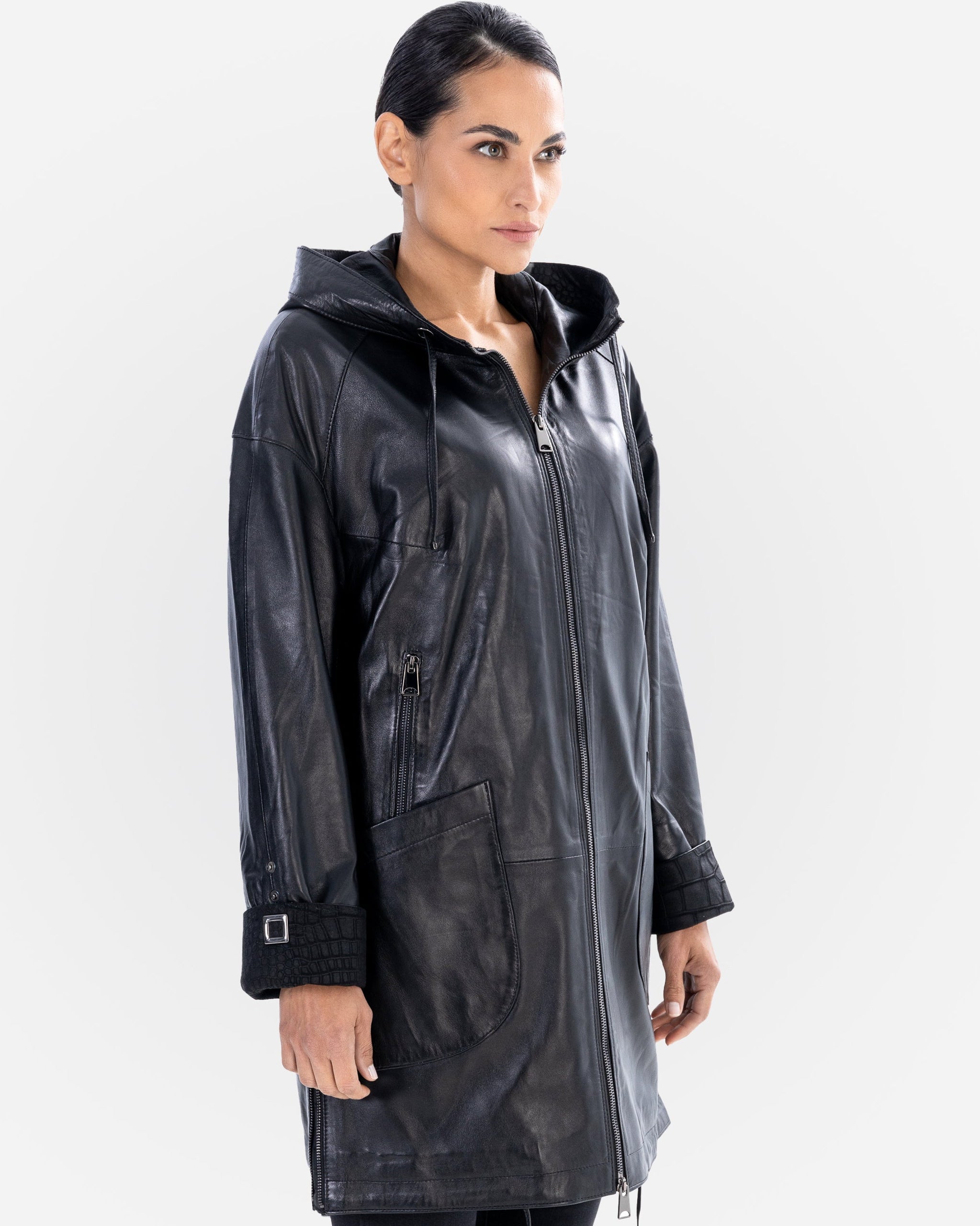 KAYLA Leather trench coat-thumbmail-3