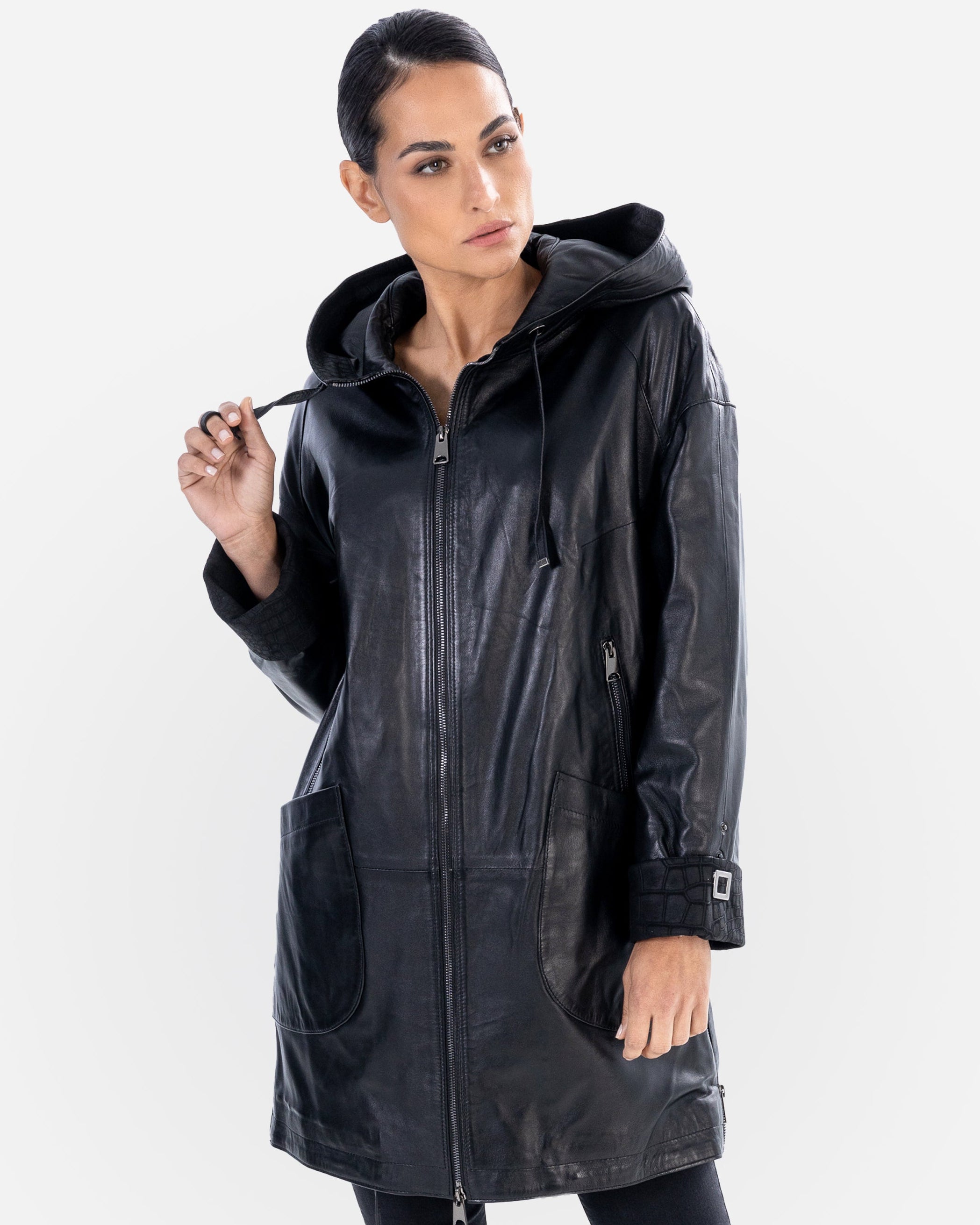 KAYLA Leather trench coat