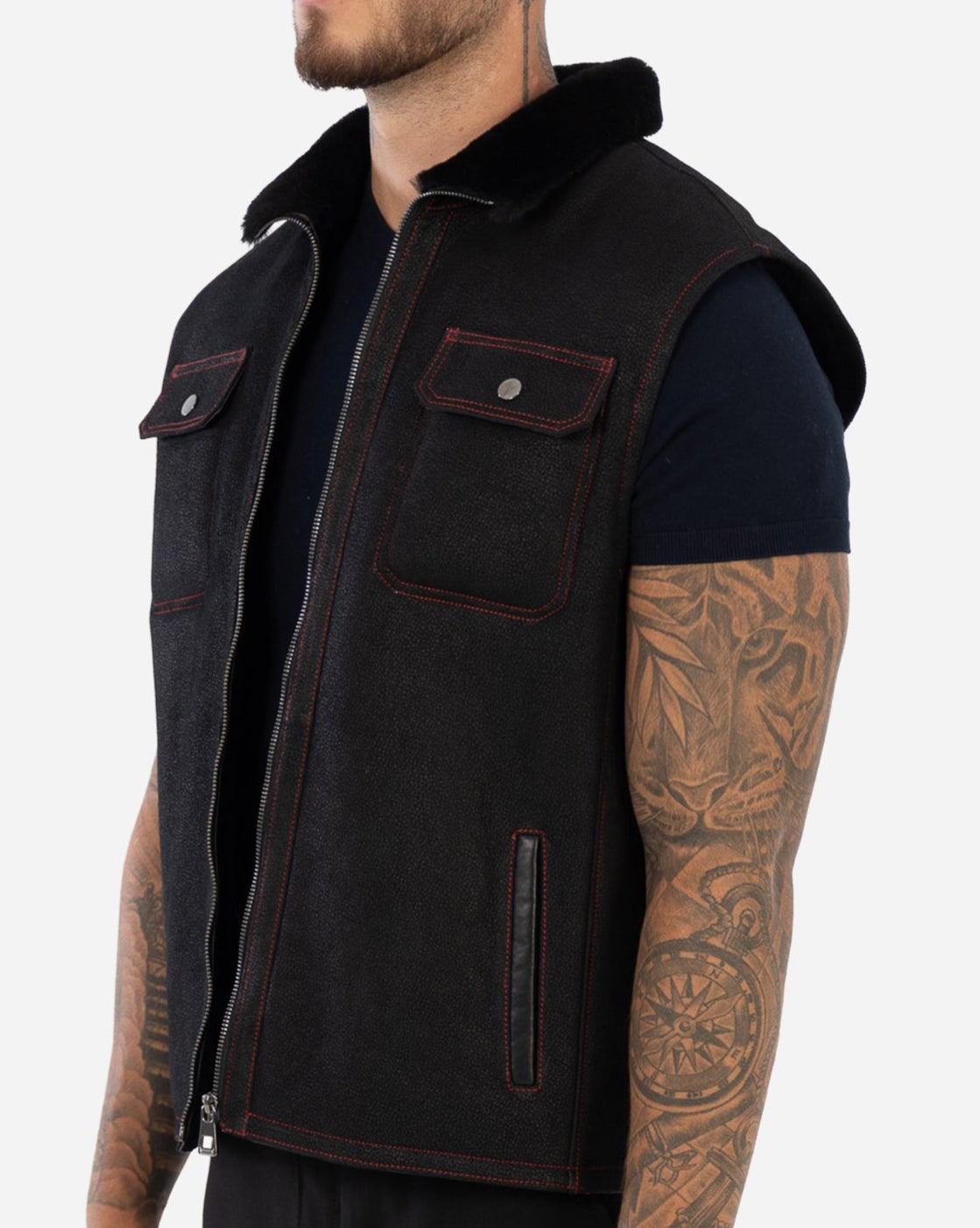 Blake Shearling Leather Vest-thumbmail-3