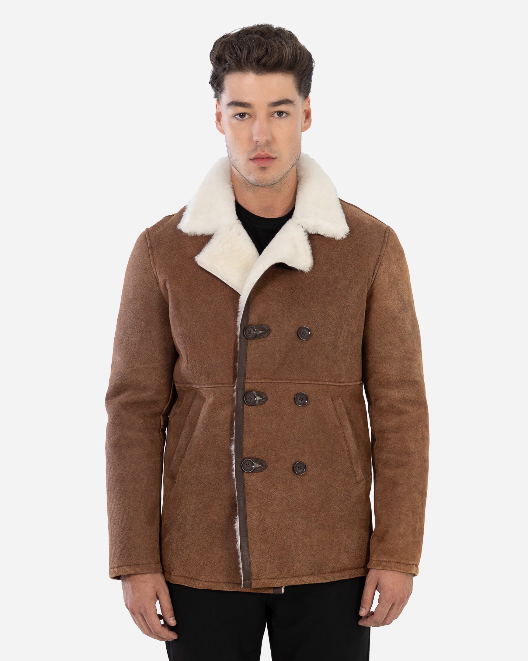 Leano shearling double-breasted coat