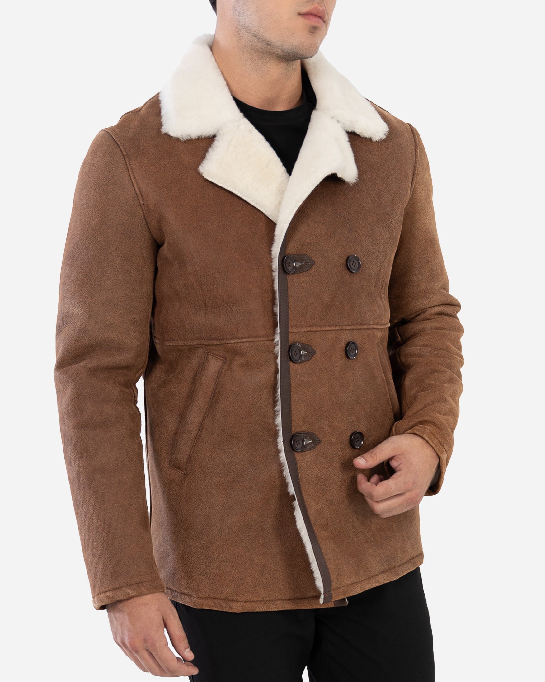 Leano shearling double-breasted coat