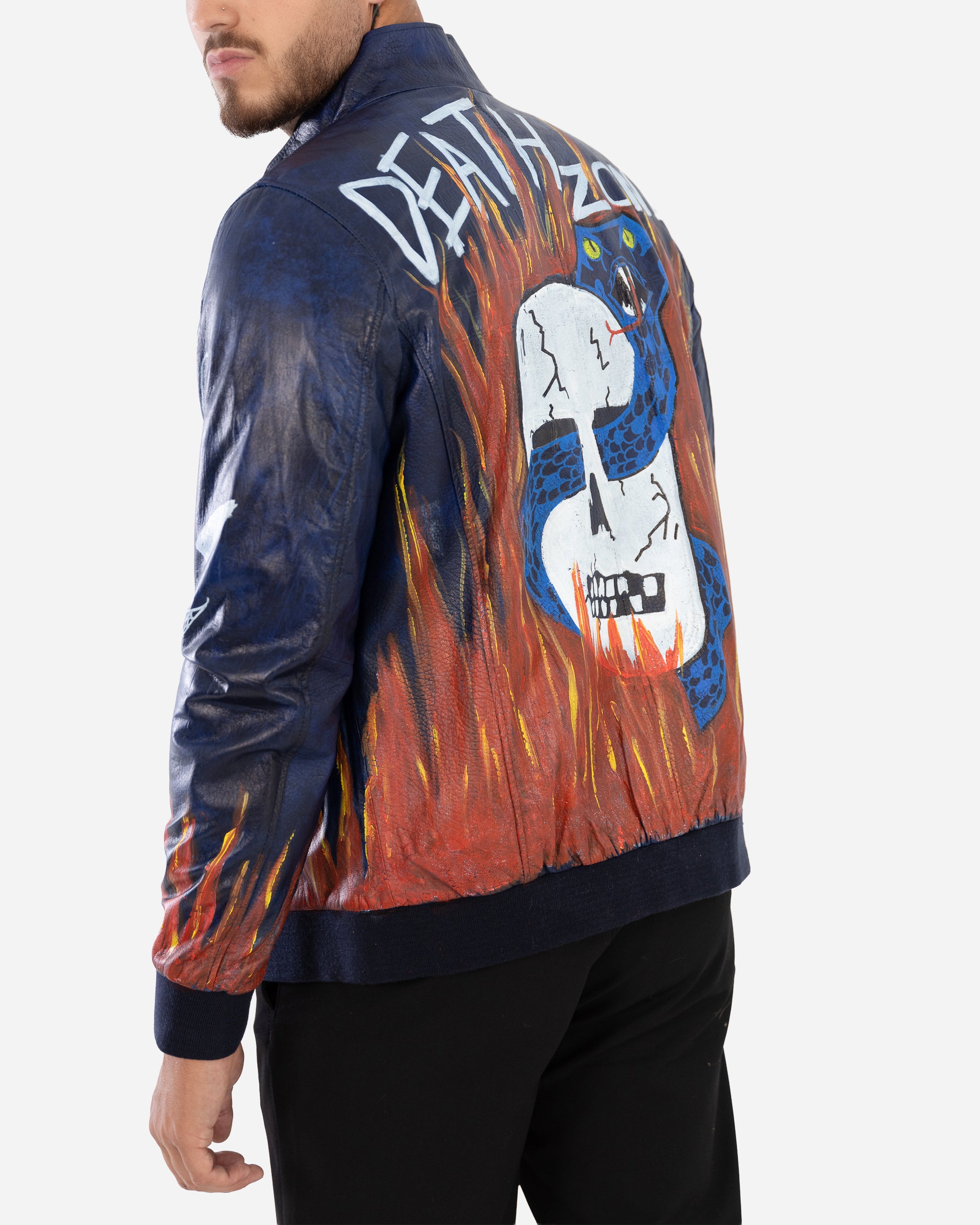 BARON leather jacket  with hand-applied pain