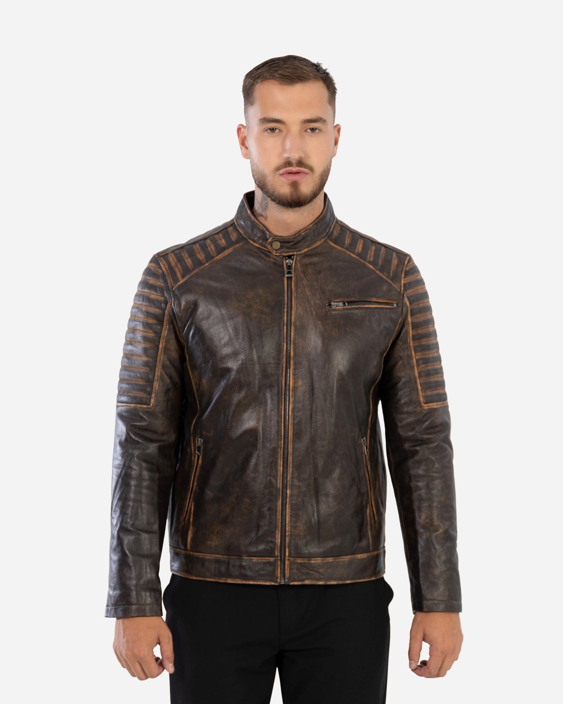 LEO JACKET IN VINTAGE GRAINED LAMBSKIN