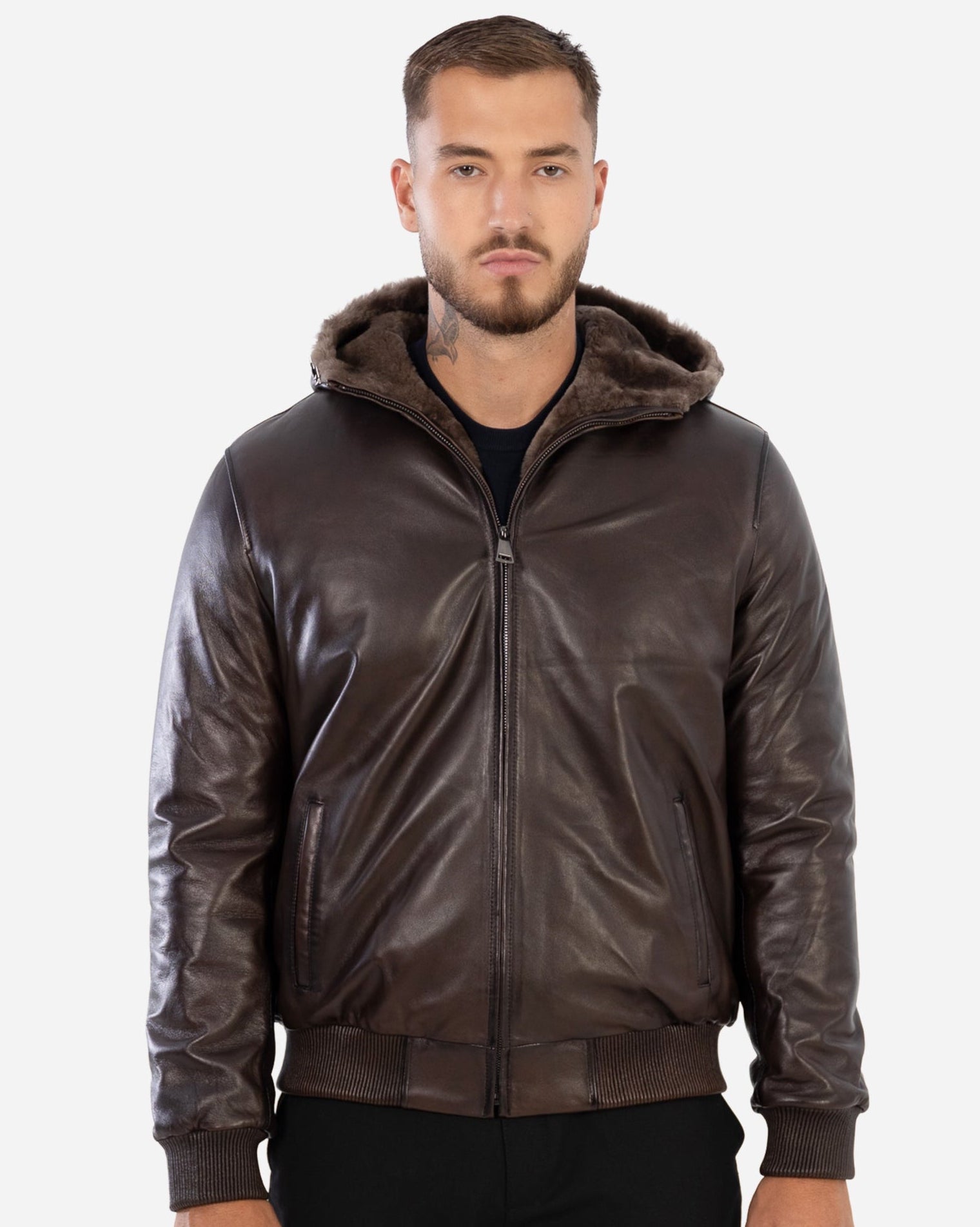 DANTE  Genuine Shearling Bomber Leather Jacket