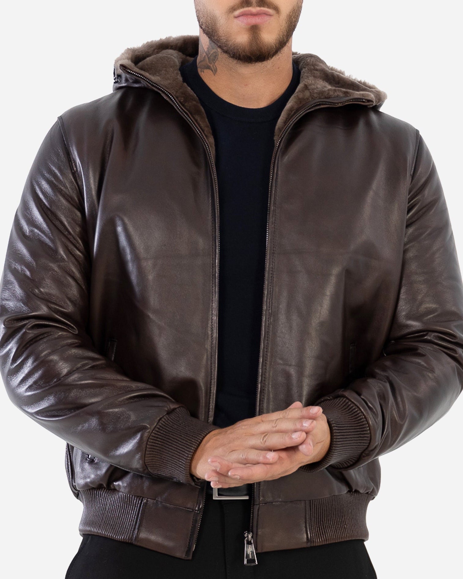 DANTE  Genuine Shearling Bomber Leather Jacket