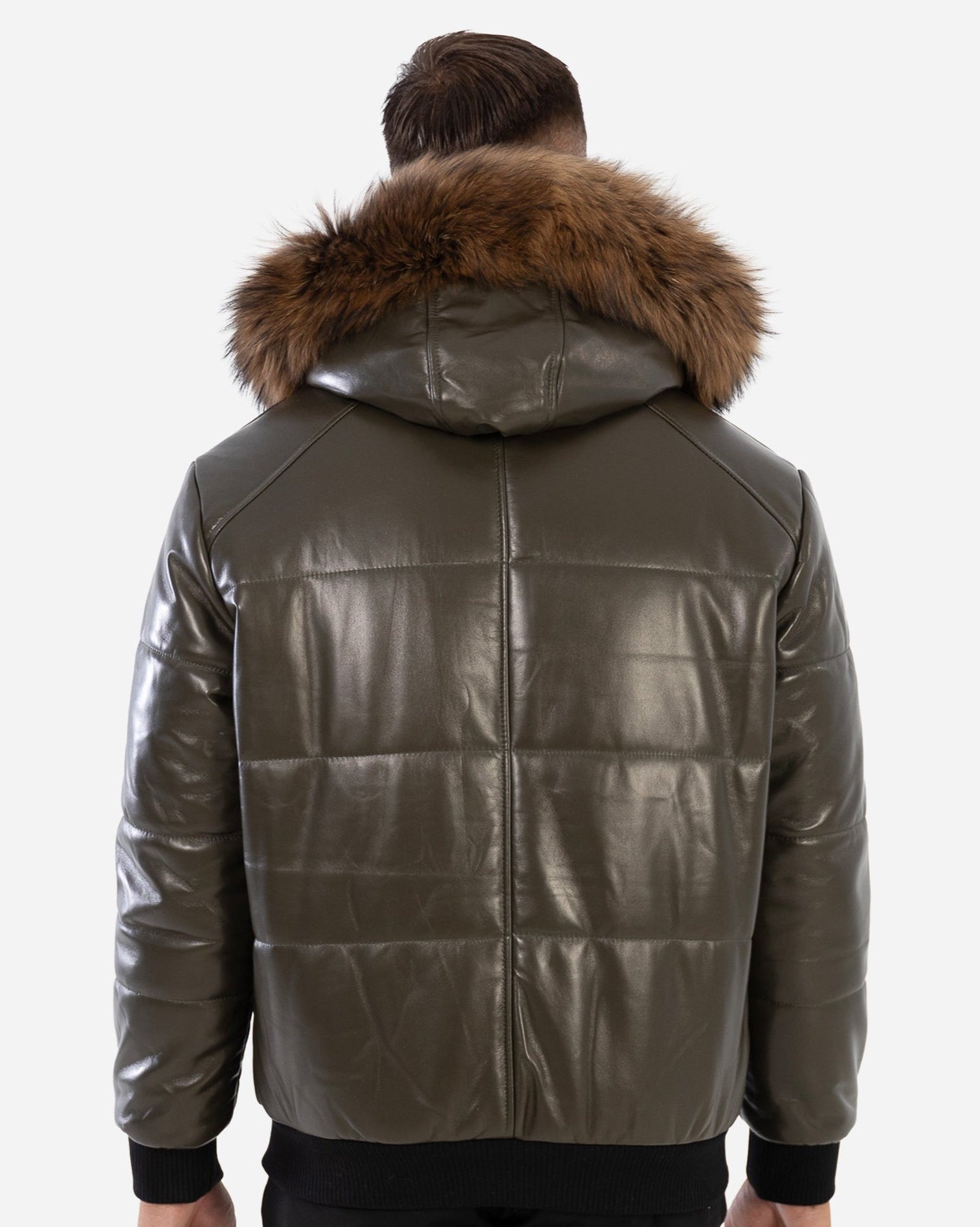 Manteau d'hiver en cuir Arctic pour homme avec fourrure naturelle