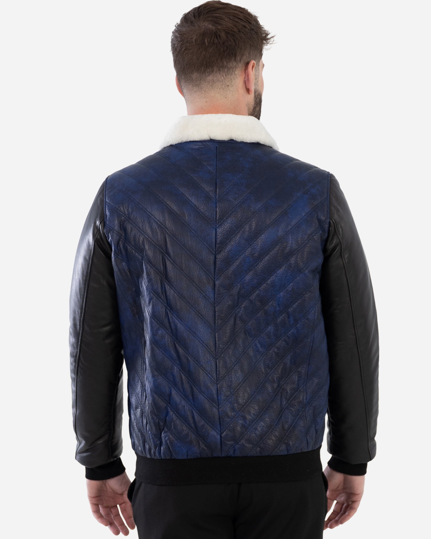 PYTHON BOMBER JACKET IN GRAINED LEATHER AND SHEARLING