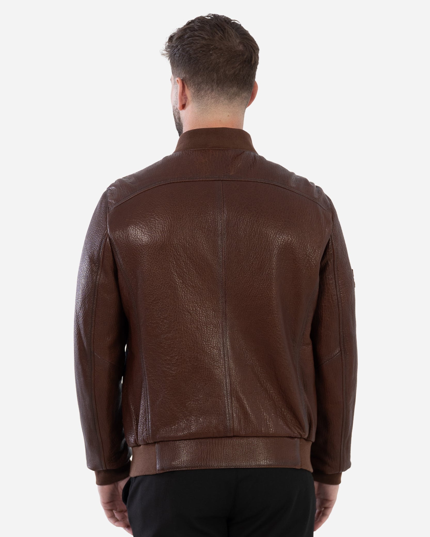 SCOTT BOMBER JACKET IN GRAINED LEATHER