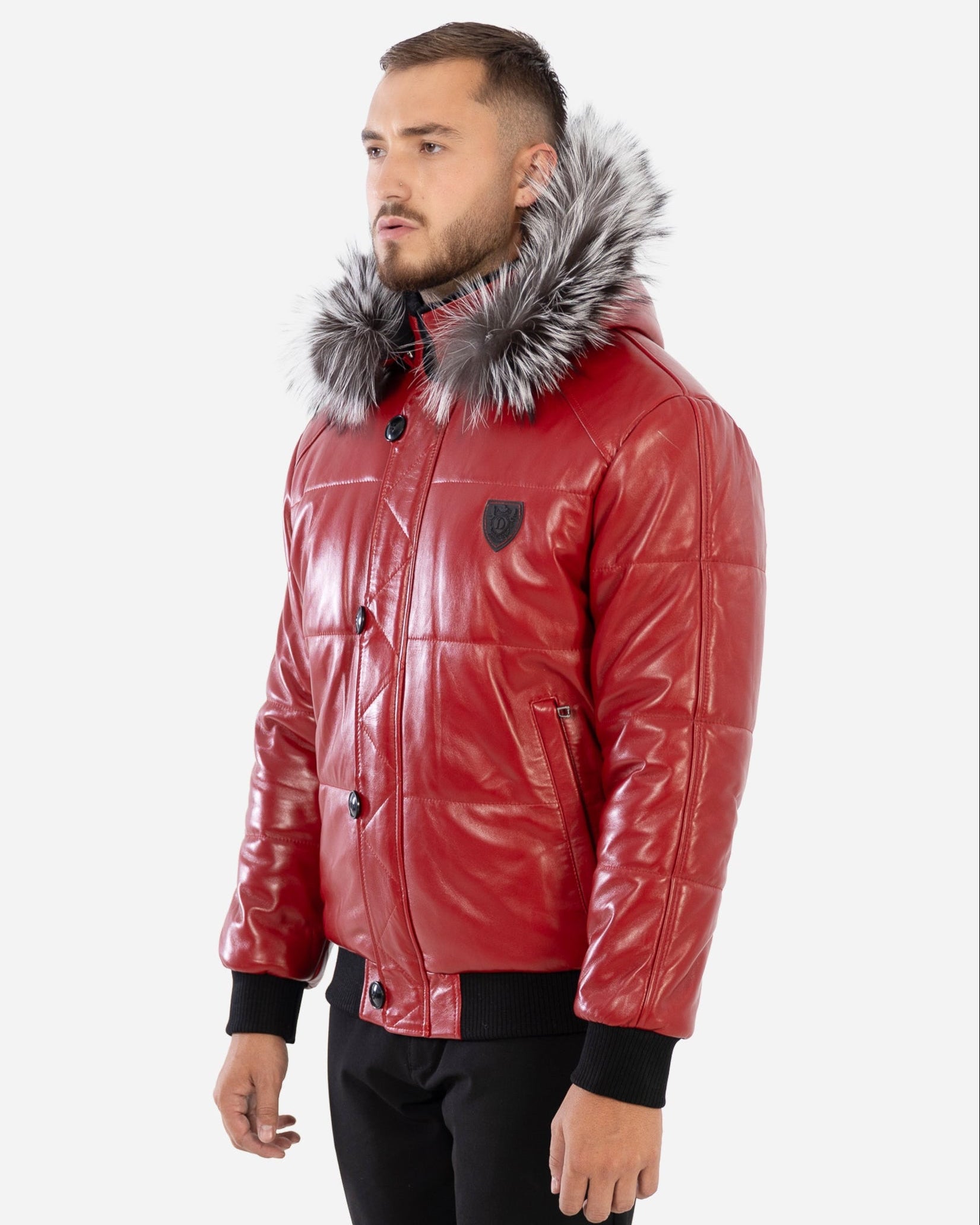 Manteau d'hiver en cuir Arctic pour homme avec fourrure naturelle