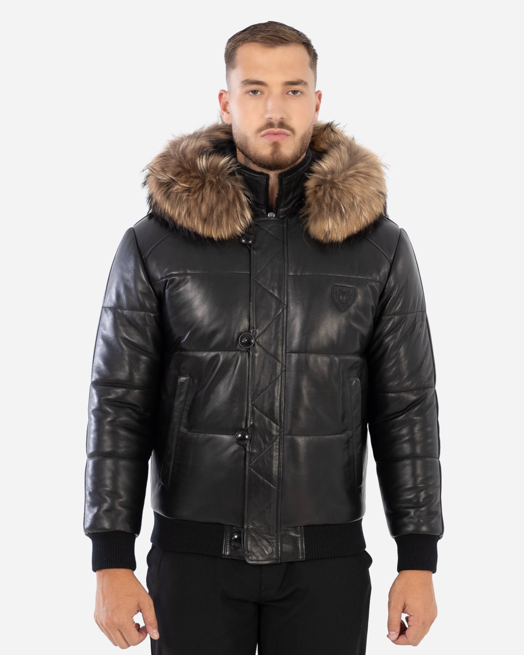 Arctic Men’s Winter Leather Coat With Natural Fur