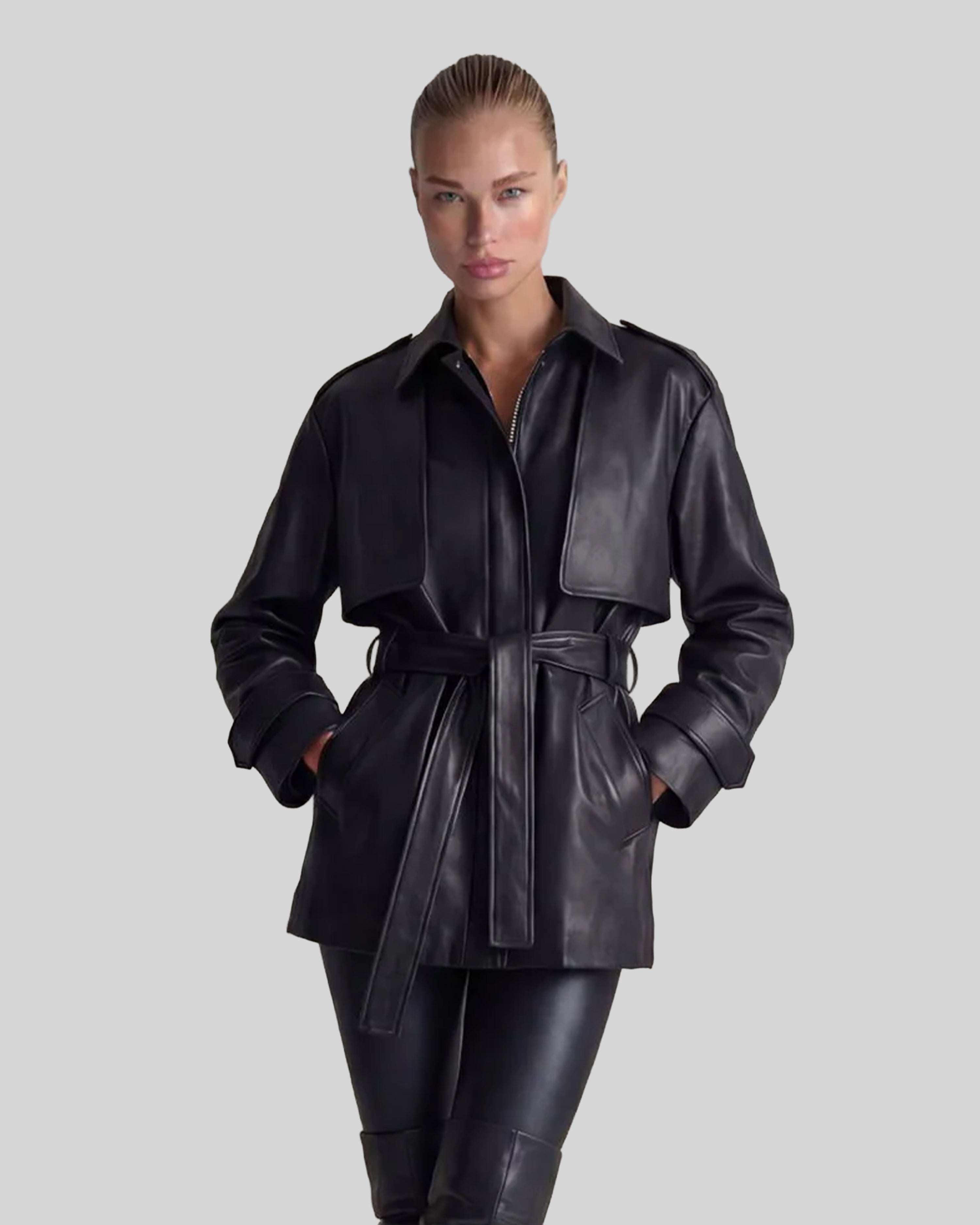 Monaco Leather Trench Coat