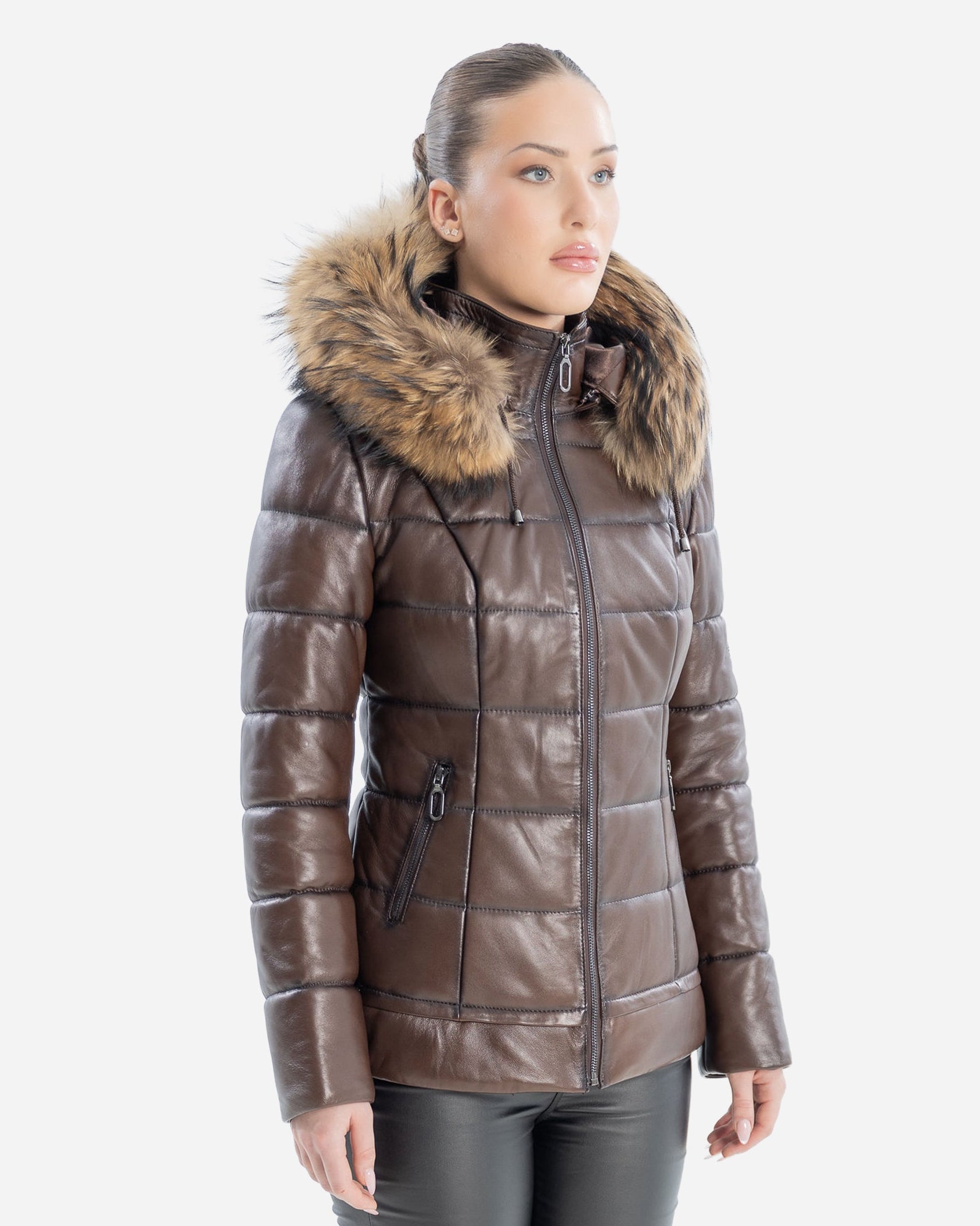 Lyanna Puffer  Leather Jacket