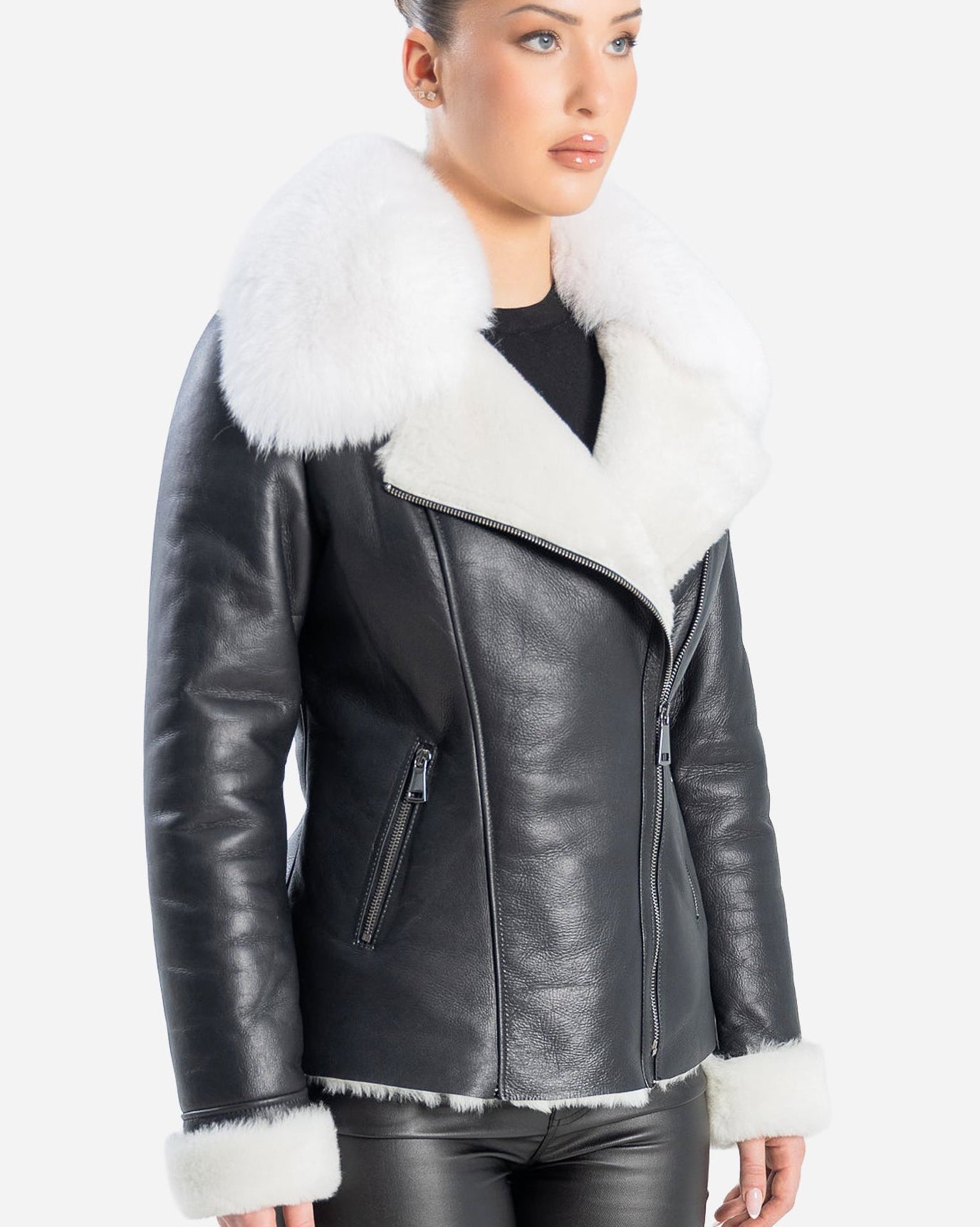 Veste en peau lainée véritable Aliciya