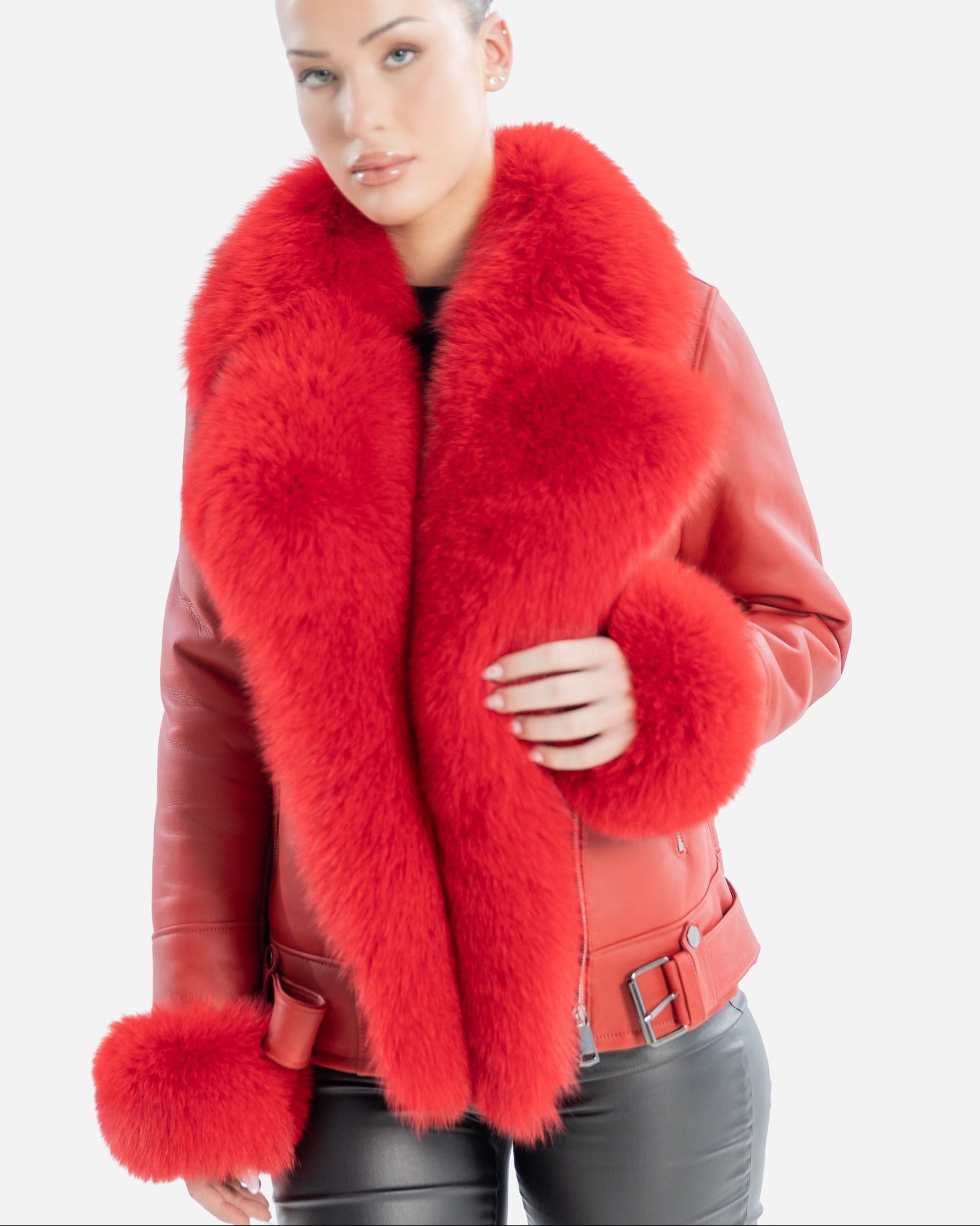 Bianca / Veste en peau lainée Silver Fox 