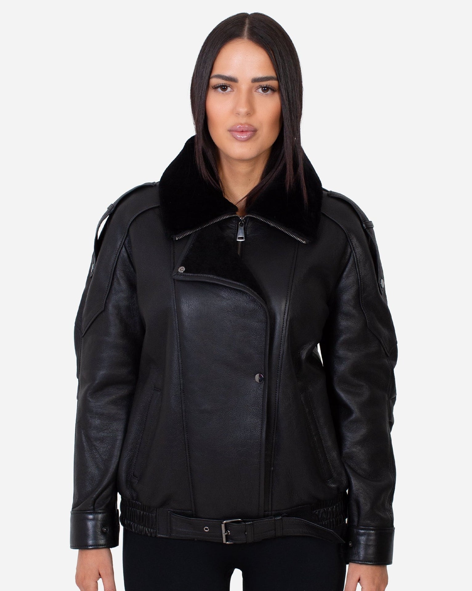 Diana  Genuine Shearling Bomber Coat