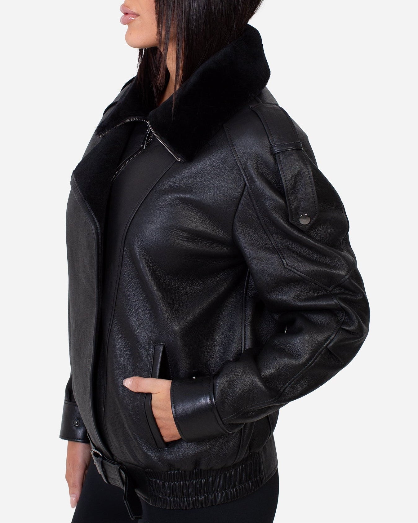 Diana  Genuine Shearling Bomber Coat